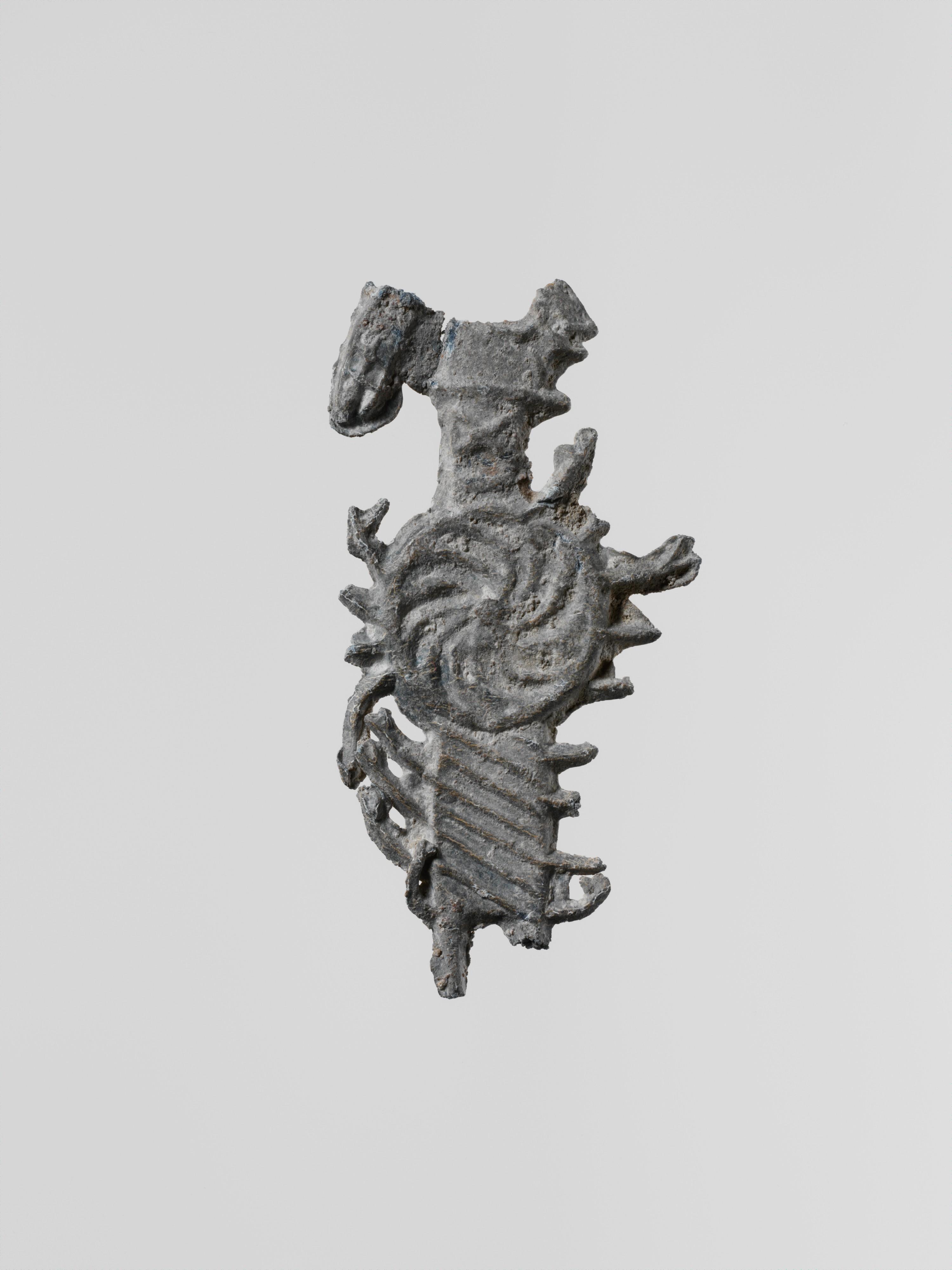 Lead figure of a goddess with a shield, spear, and aegis, probably Athena