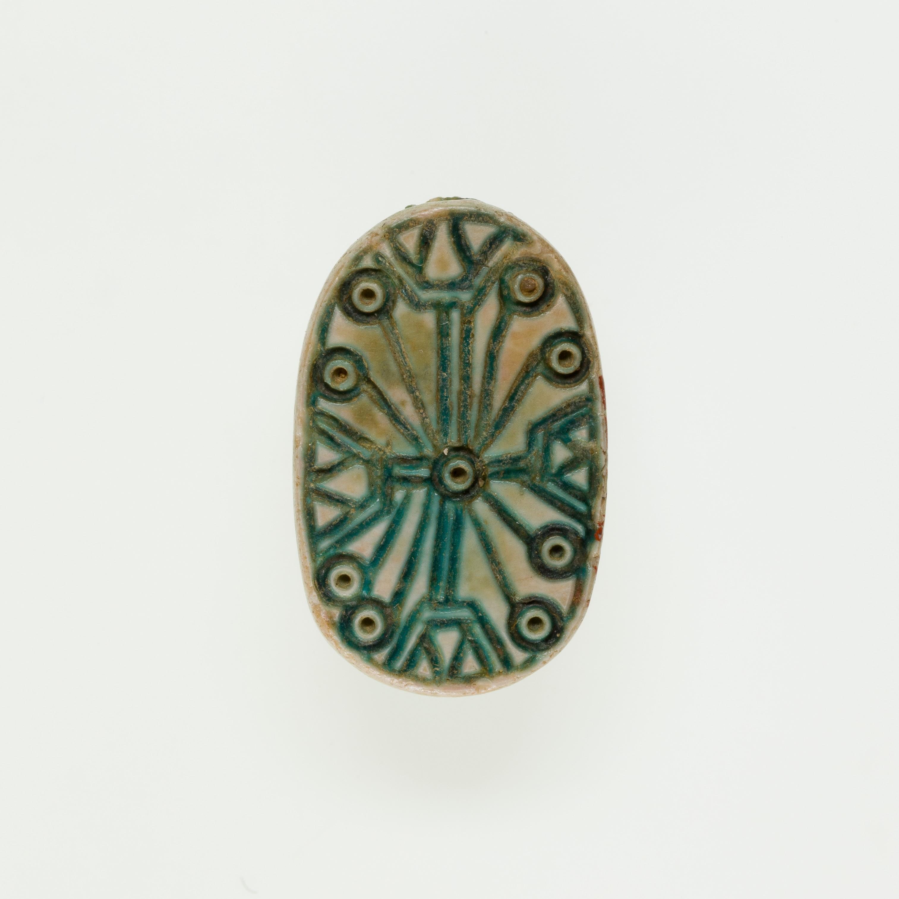 Scarab Incised with Circles and Lotus Flowers