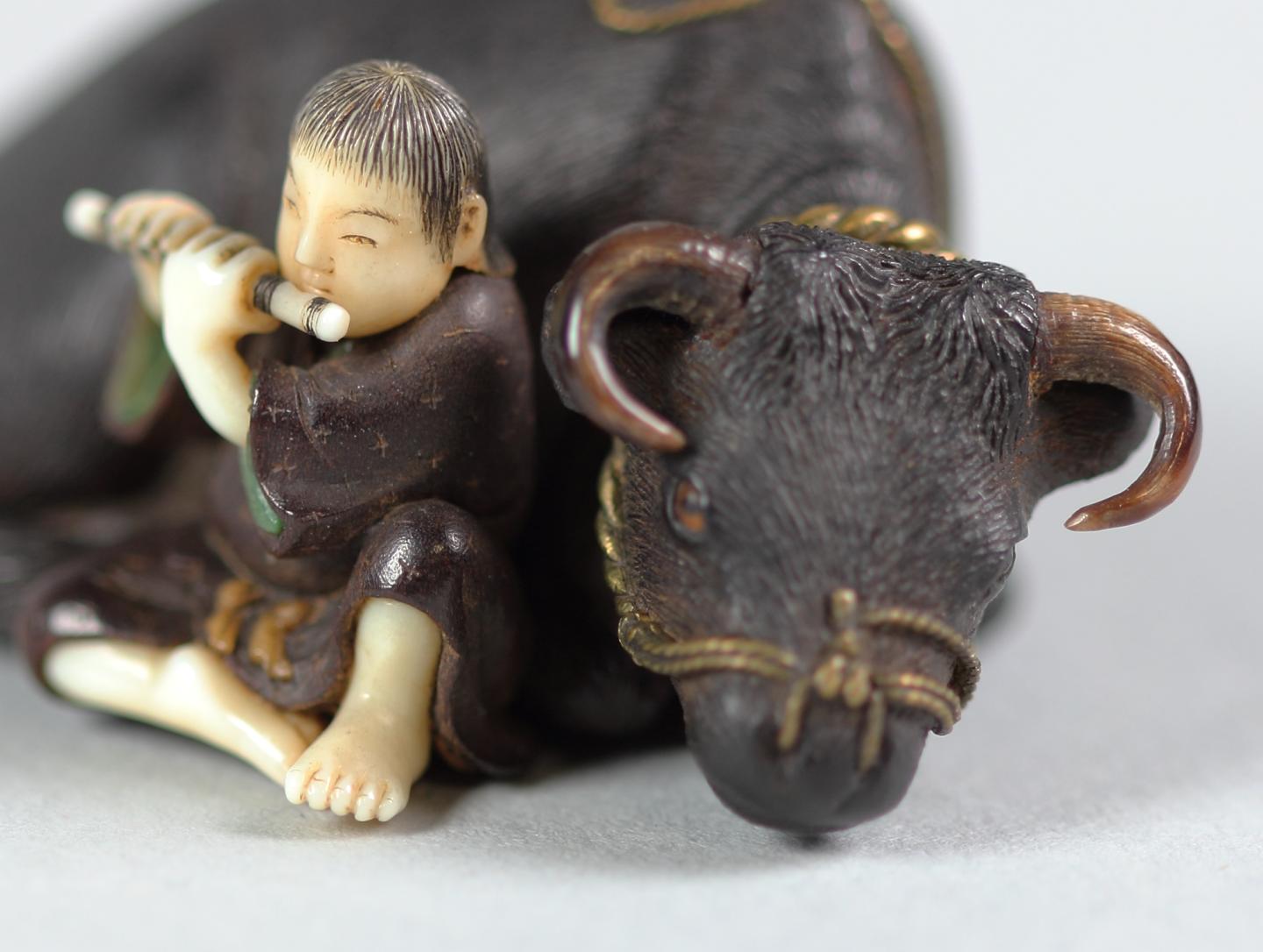 Netsuke of Ox with Bokudo, Image 3/5