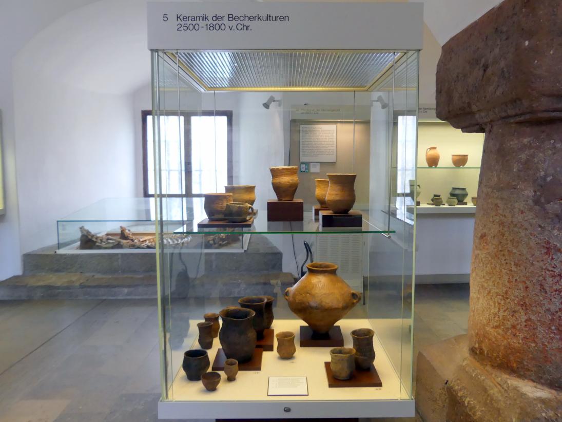 Würzburg, Museum für Franken, Vitrine 5, Keramik der Becherkulturen