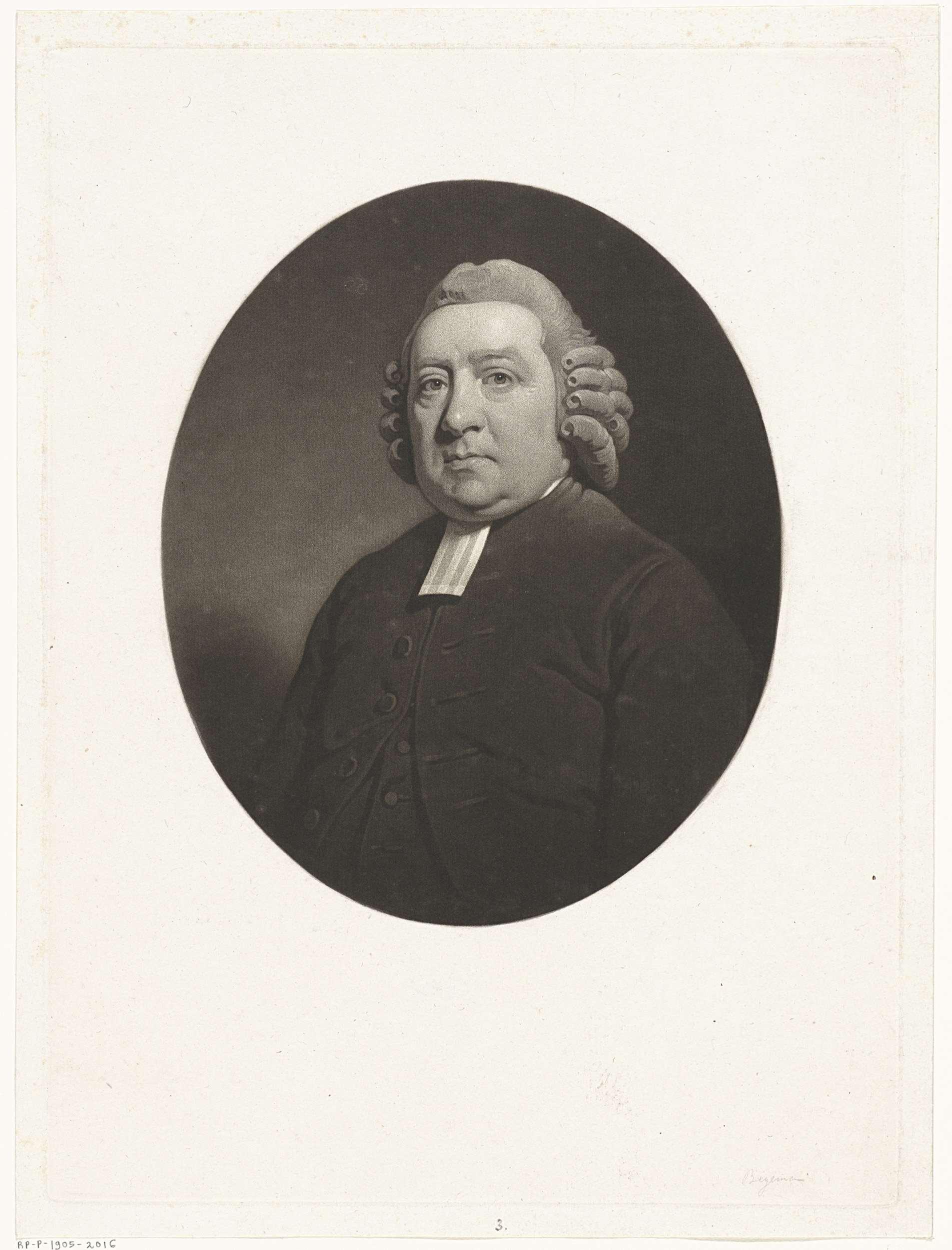 Portret van de predikant Christoph Georg Siegmund Begemann