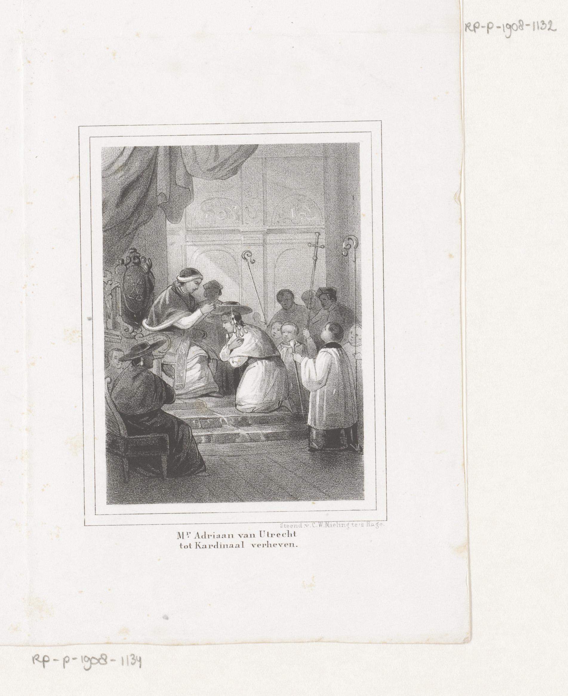 Scène uit het leven van Paus Adrianus VI: Adrianus wordt tot kardinaal verheven door Paus Leo X