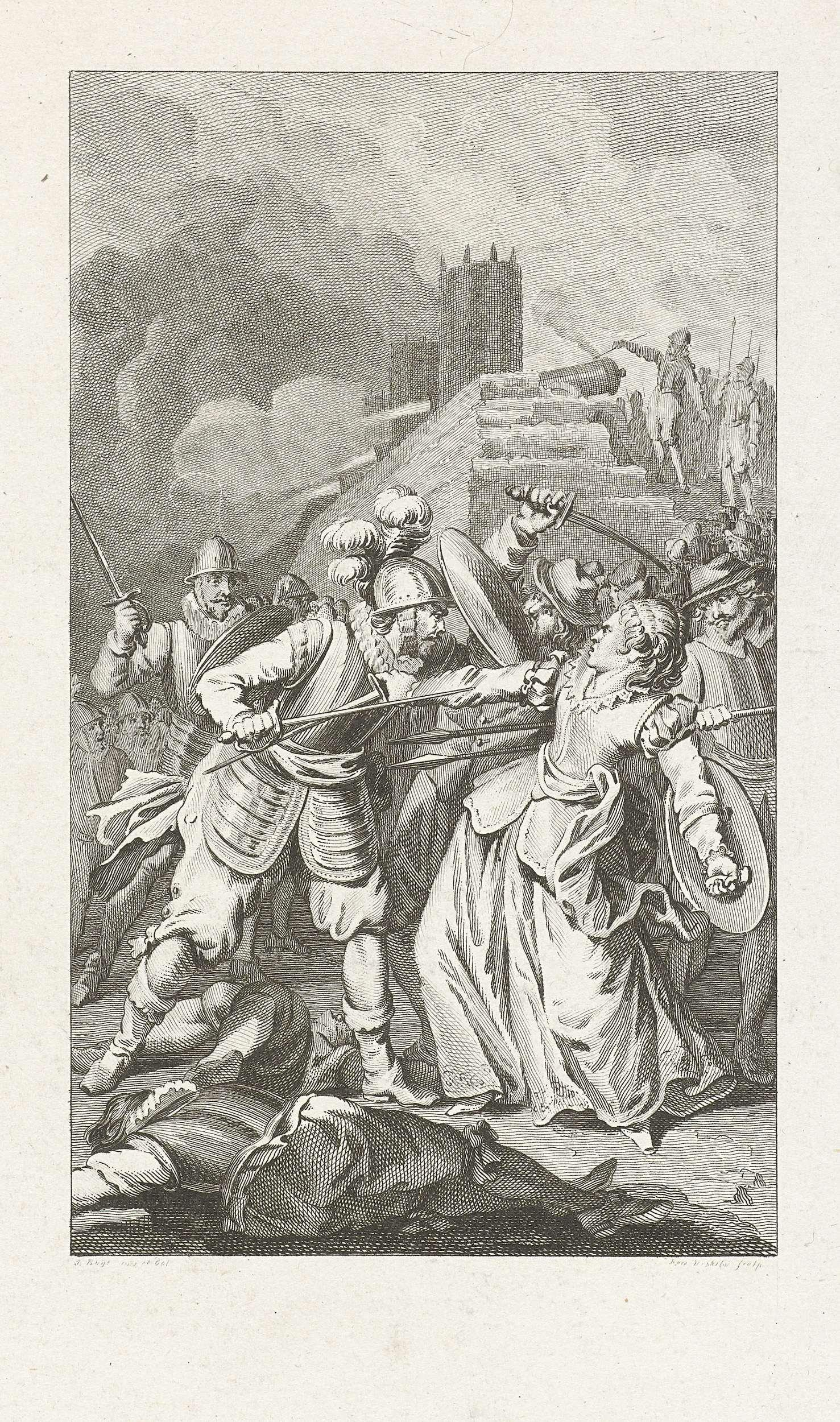 De prinses van Espinoy raakt gewond bij de verdediging van Doornik, 1581