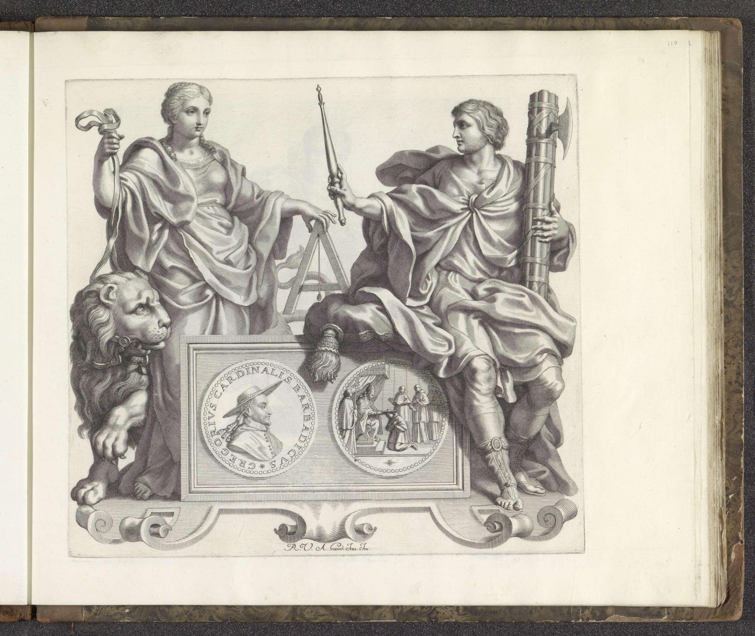 Portret van Gregorio Barbarigo en de personificaties van Ethica en Autoriteit