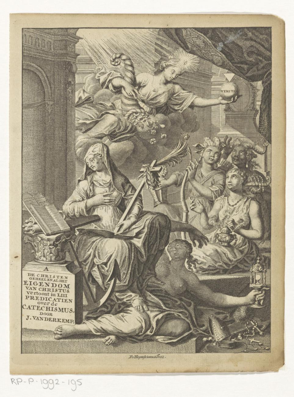 Allegorie met vrouwelijke personificaties van onder andere de waarheid en mogelijk deugden en ondeugden