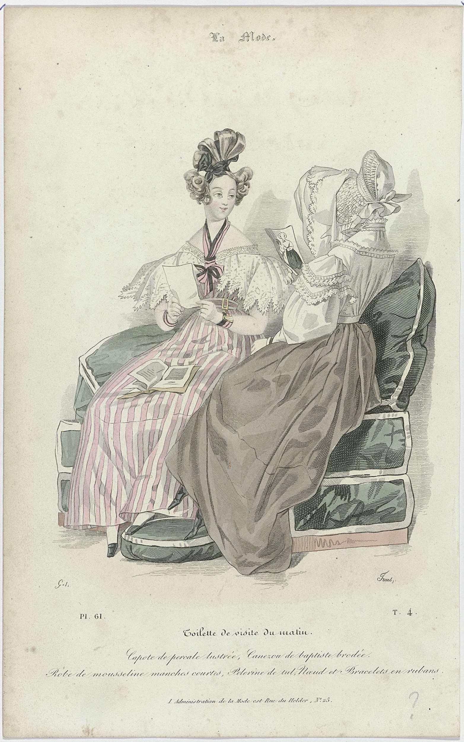 La Mode, 1830, Pl. 61, T.4: Toilette de visite du matin (...)