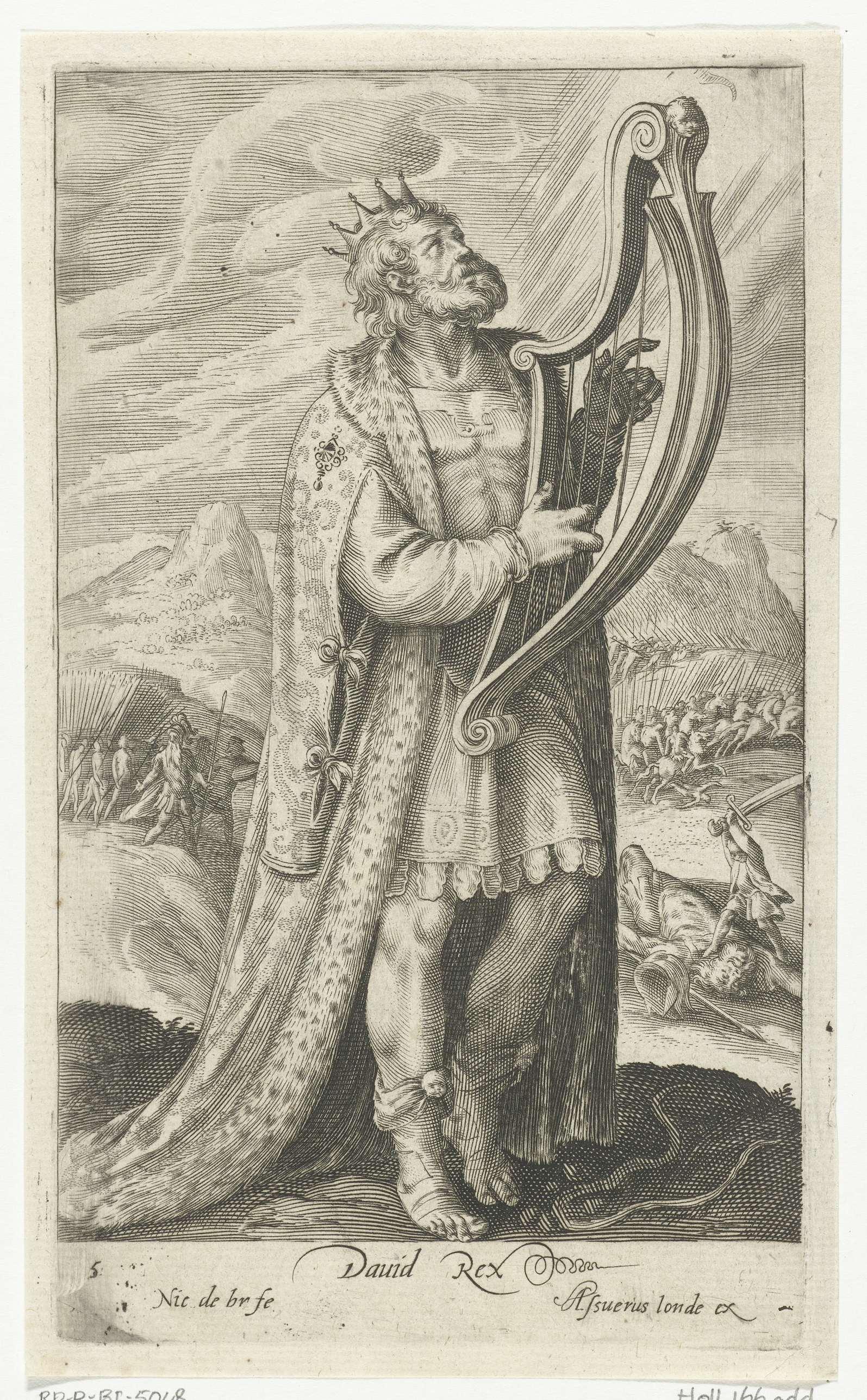 David speelt op zijn harp