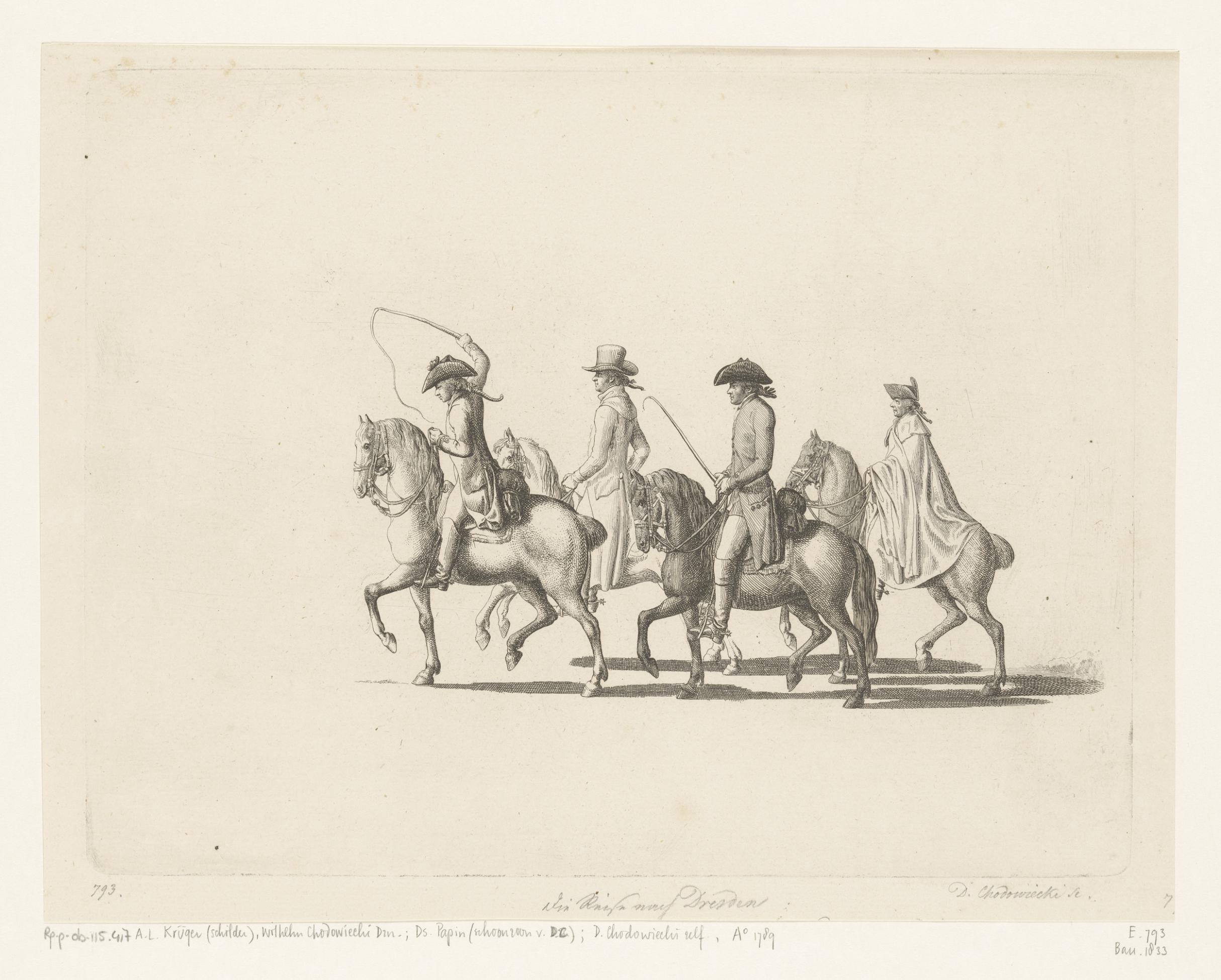 Reis van de kunstenaar naar Dresden in juni 1789
