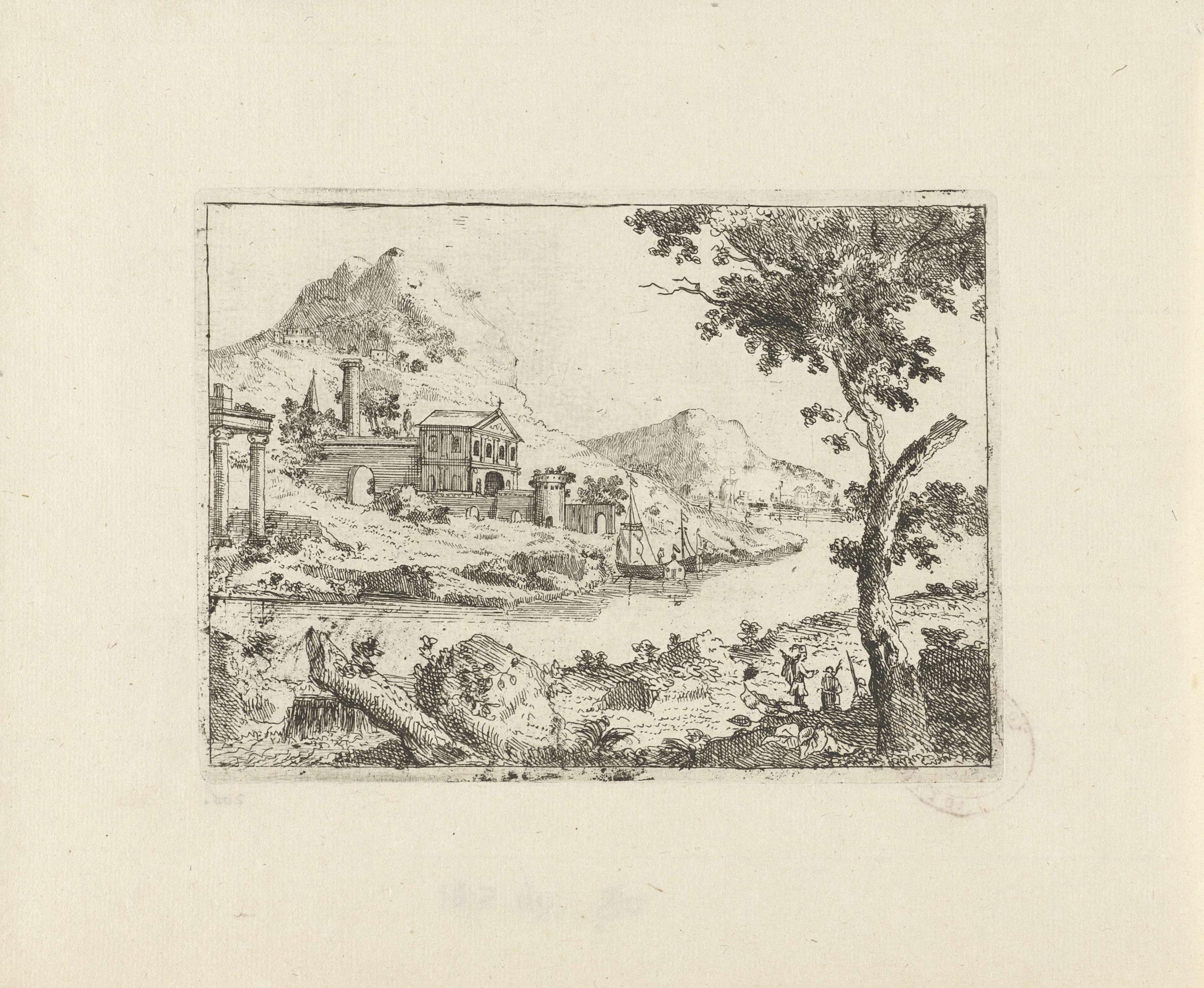 Rivierlandschap met kerk