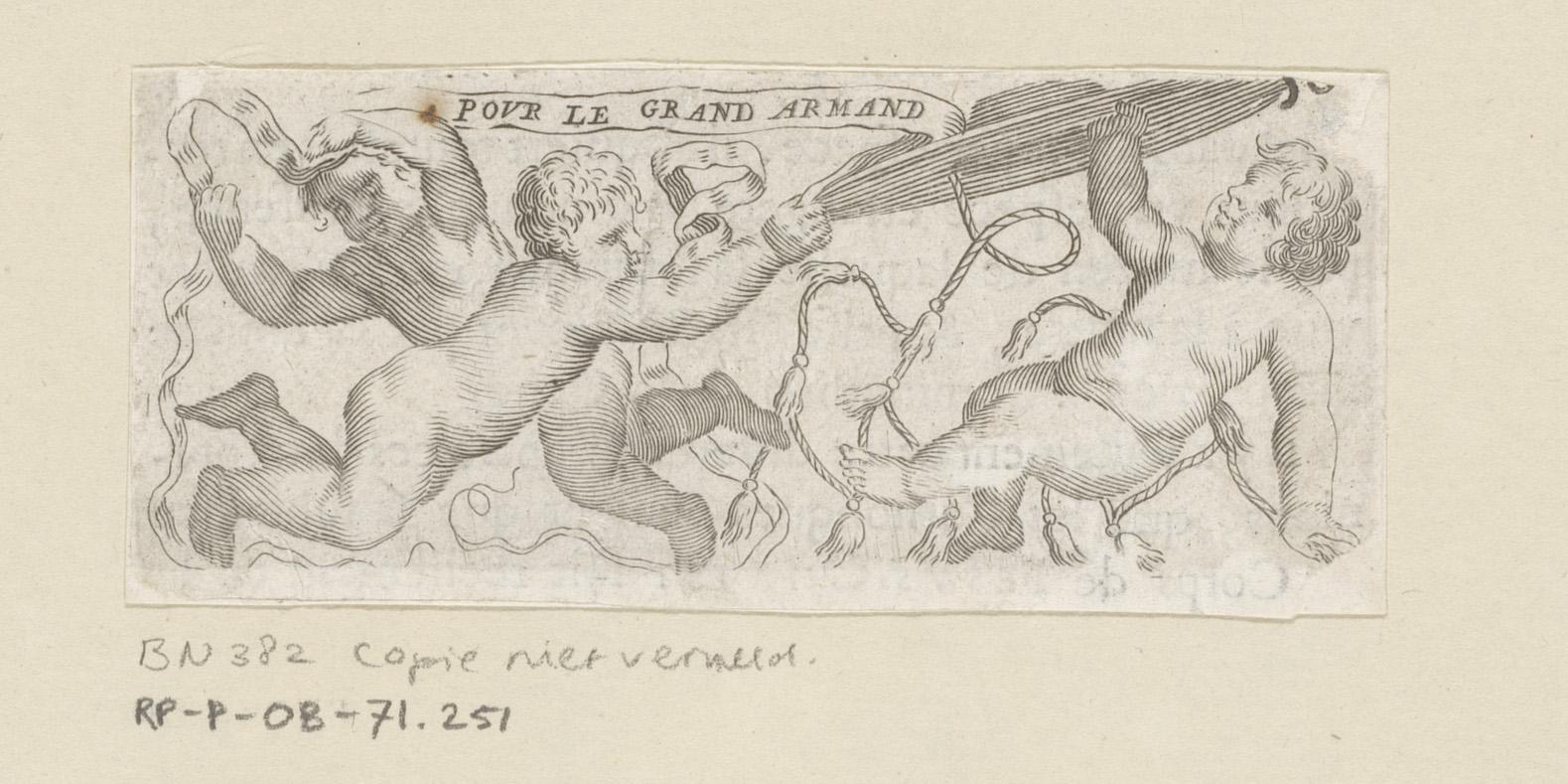 Drie putti met kardinaalshoed en band