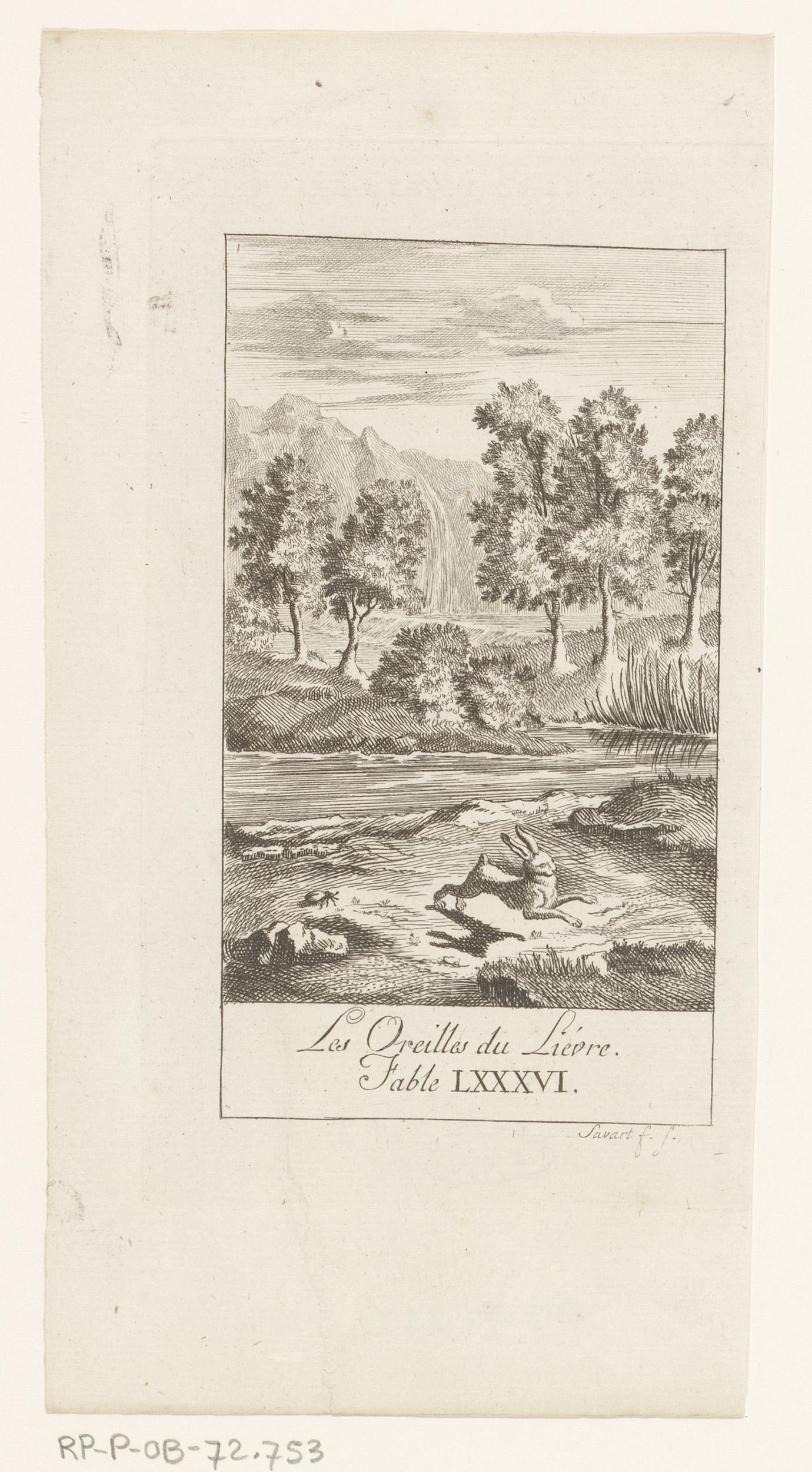 Landschap met kever en rennende haas