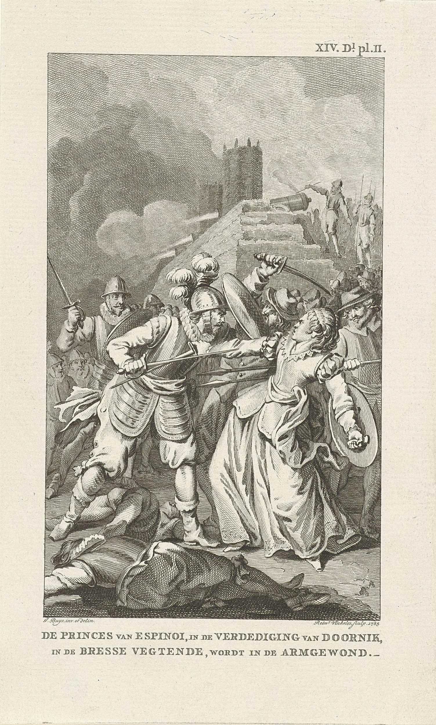 De prinses van Espinoy raakt gewond bij de verdediging van Doornik, 1581