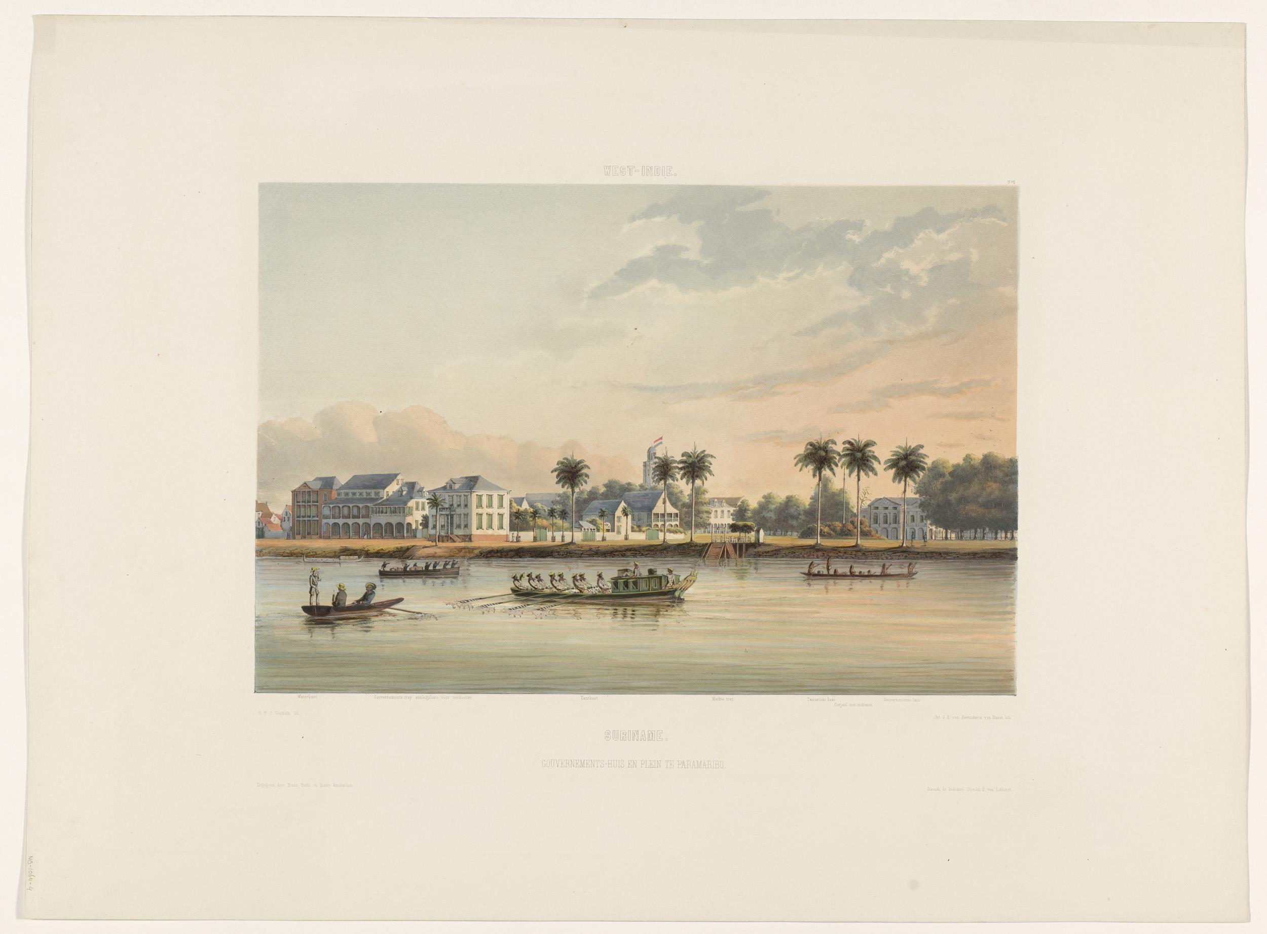 Waterkant met Gouverneurshuis te Paramaribo