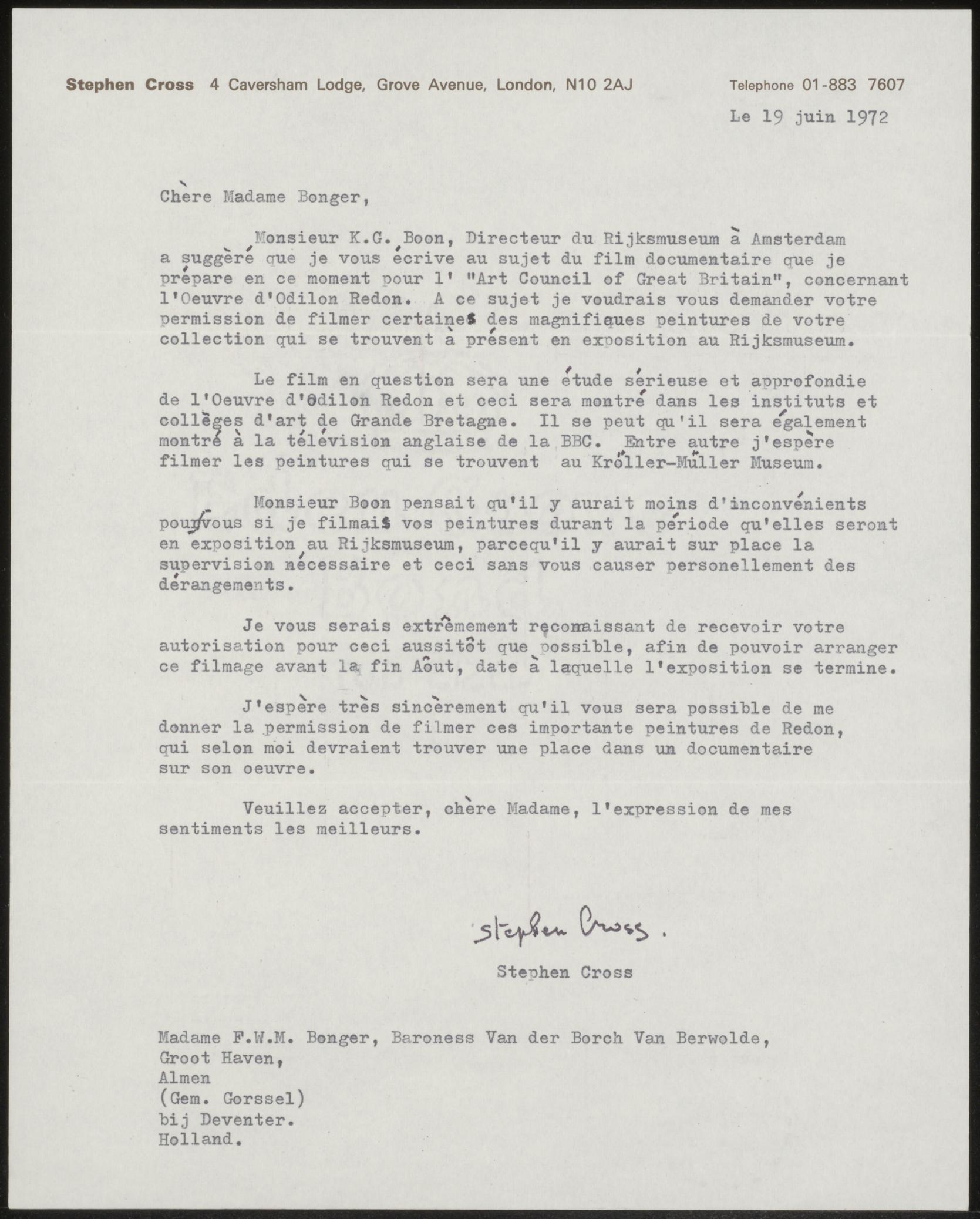 Brief aan Françoise W.M. Bonger