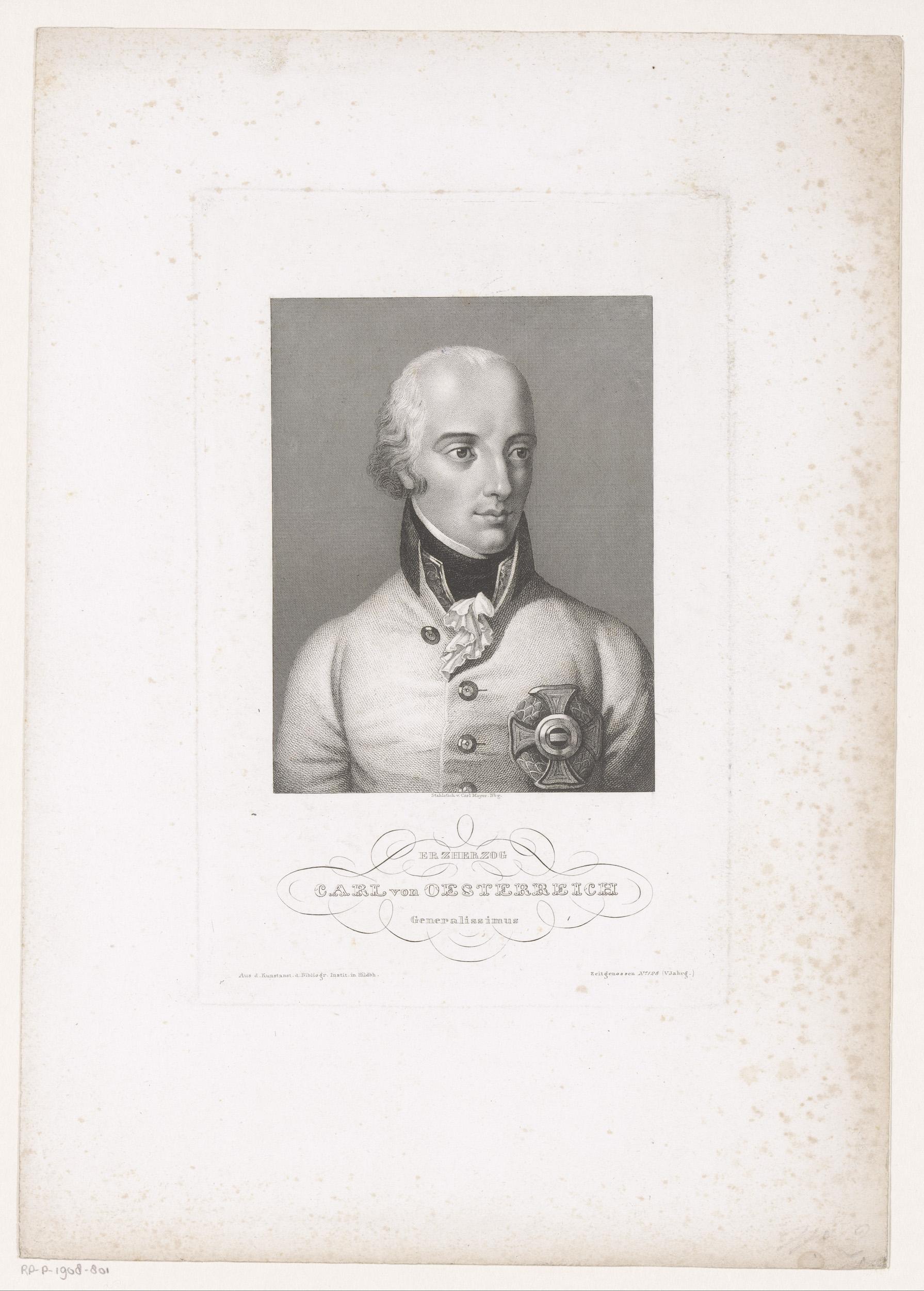 Portret van Karel Lodewijk Johan, aartshertog van Oostenrijk