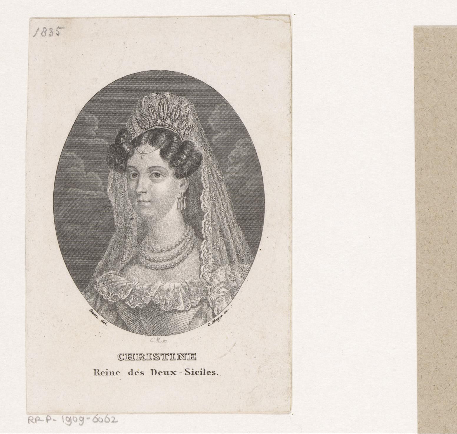 Portret van Maria Christina van Savoye, koningin der Beide Siciliën