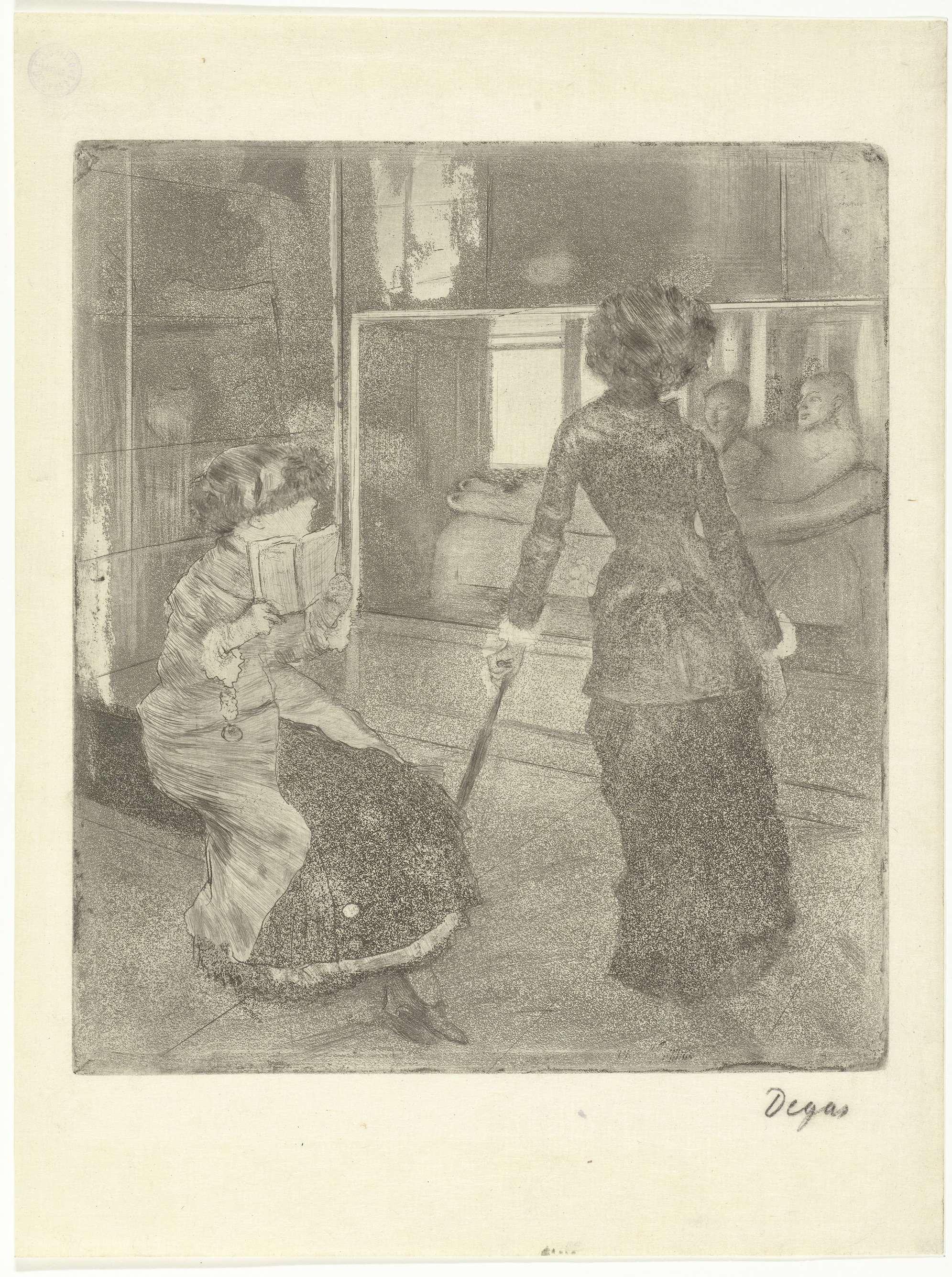 Mary Cassatt in het Louvre bij de gallerij met Etruskische kunst