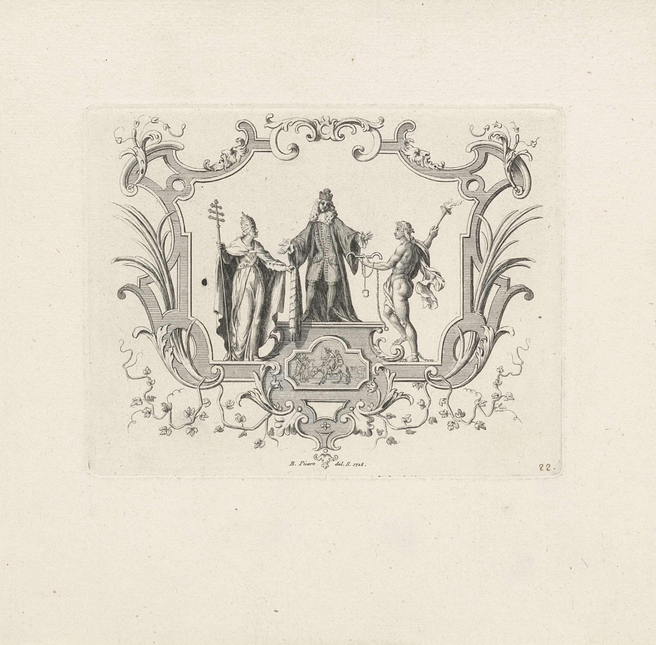 François de Maucroix geflankeerd door de Kerk en Hymen