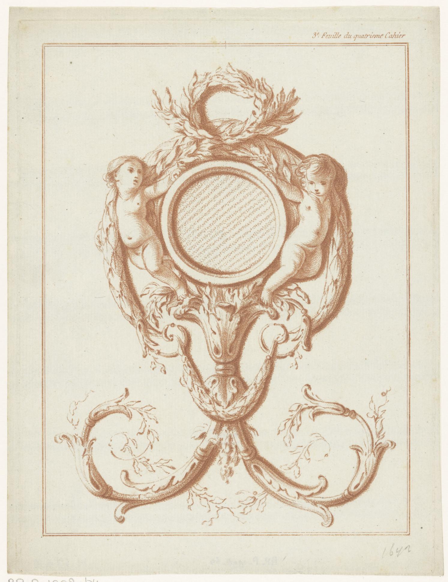 Medaillon met putti en ranken