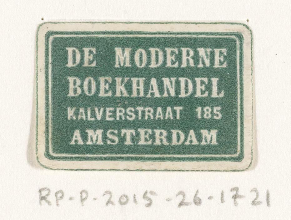 Ex libris van De Moderne Boekhandel te Amsterdam