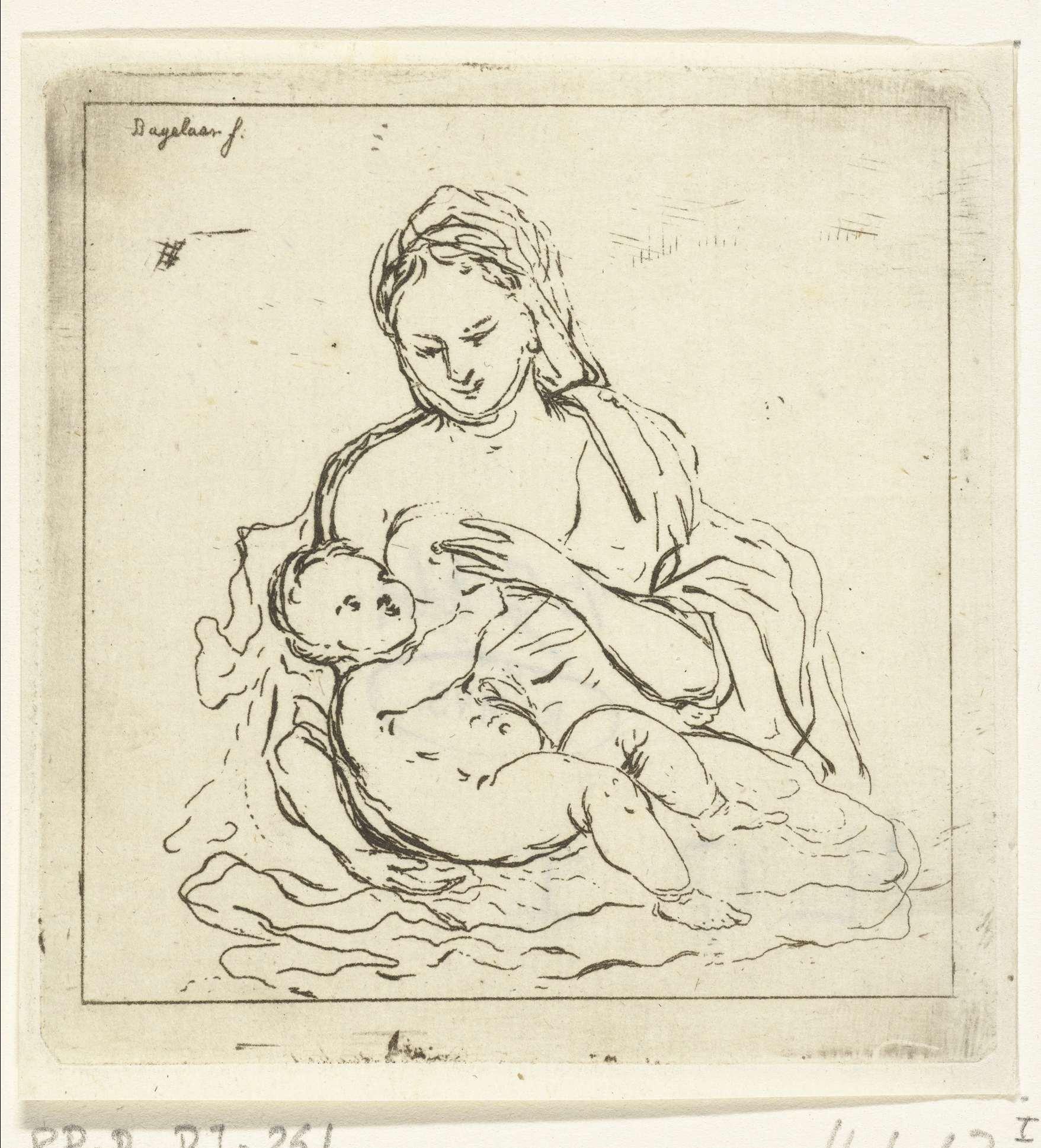 Maria geeft Christus de borst