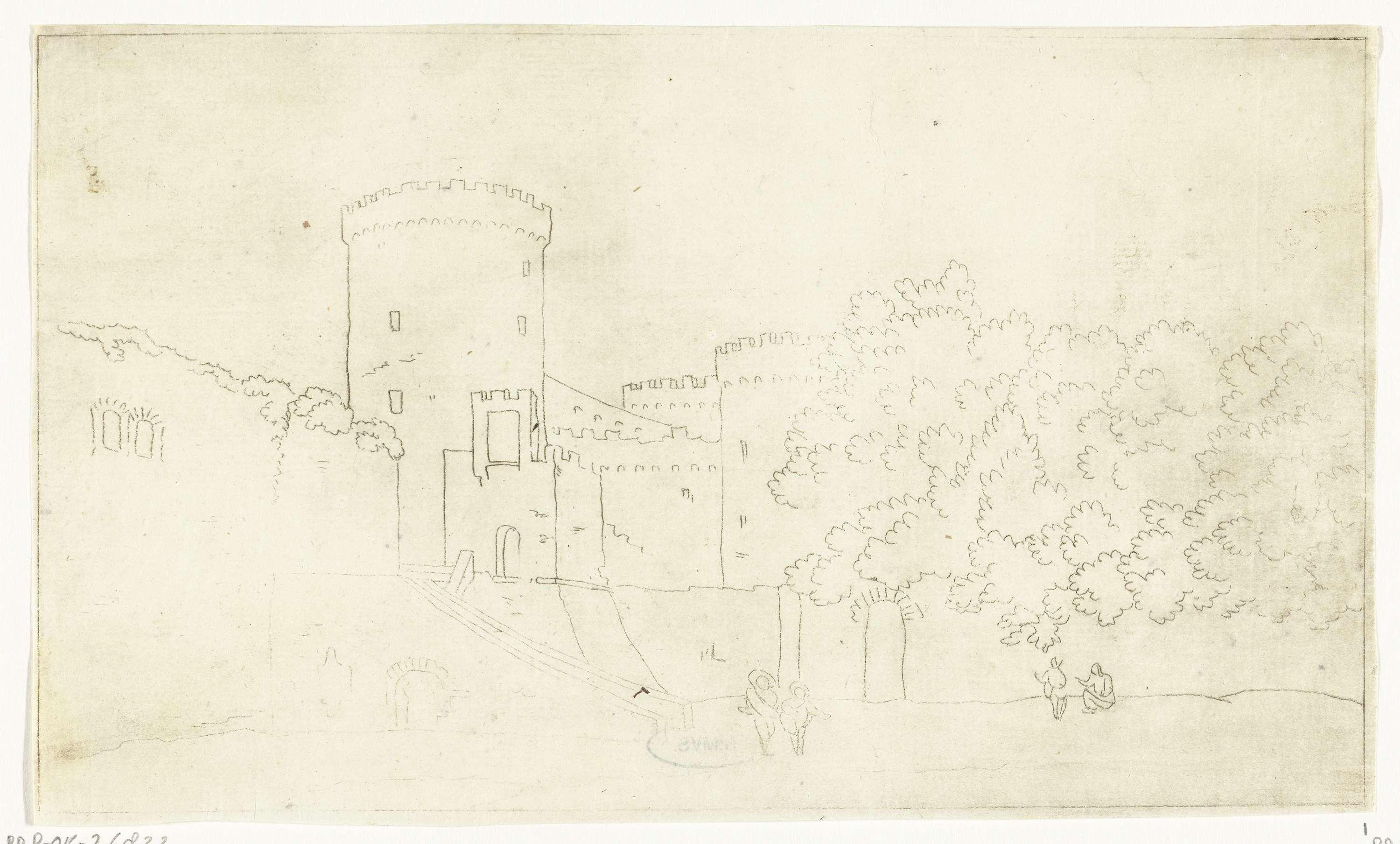 Muur van een burcht met torens