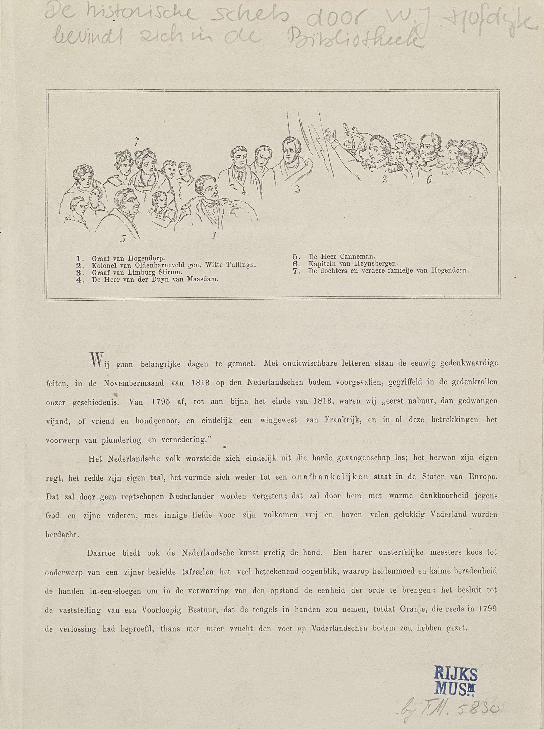 Inteekening op de gravure: De 21e November 1813