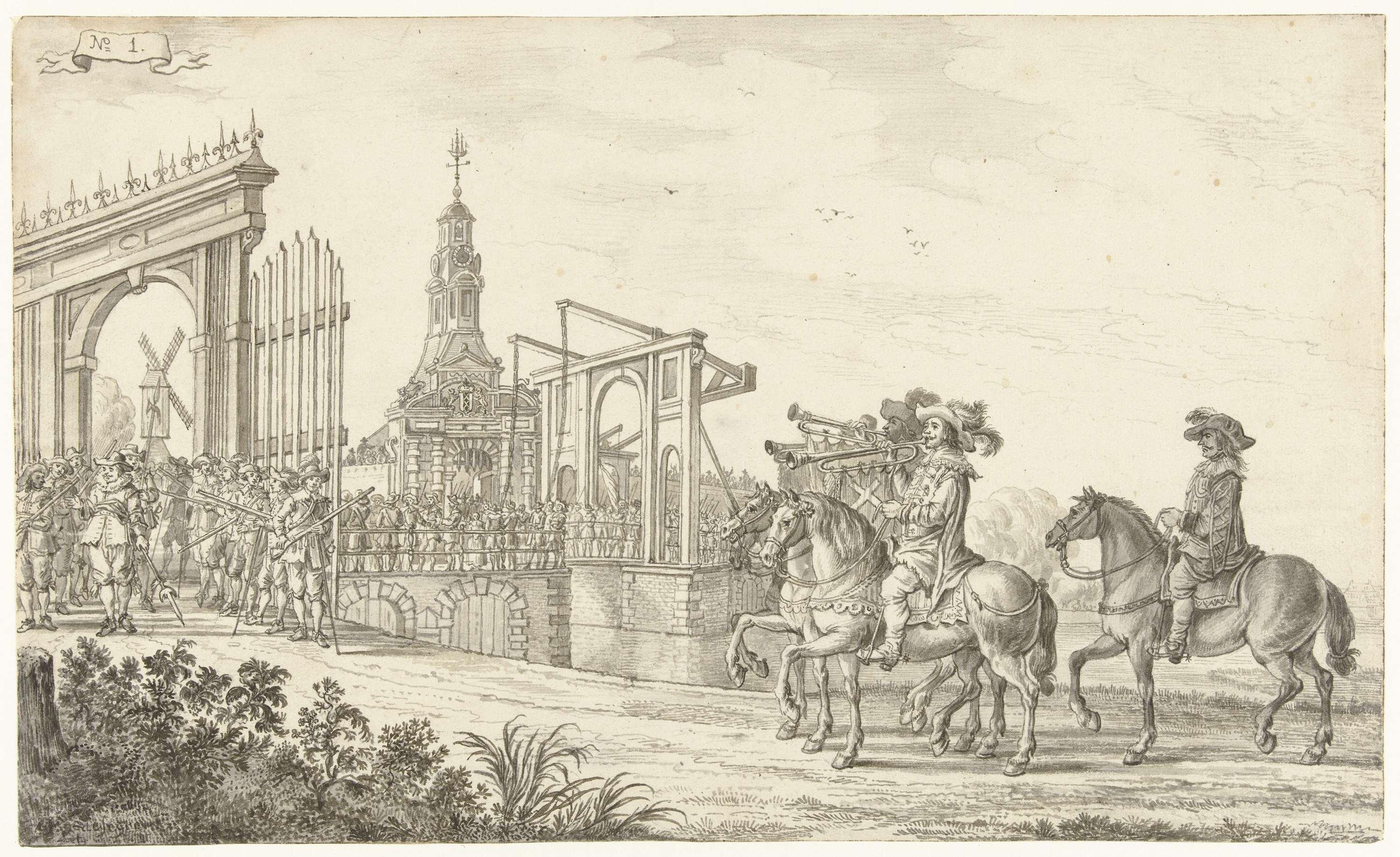 De intocht van Maria de' Medici te Amsterdam in 1638 (plaat 1)