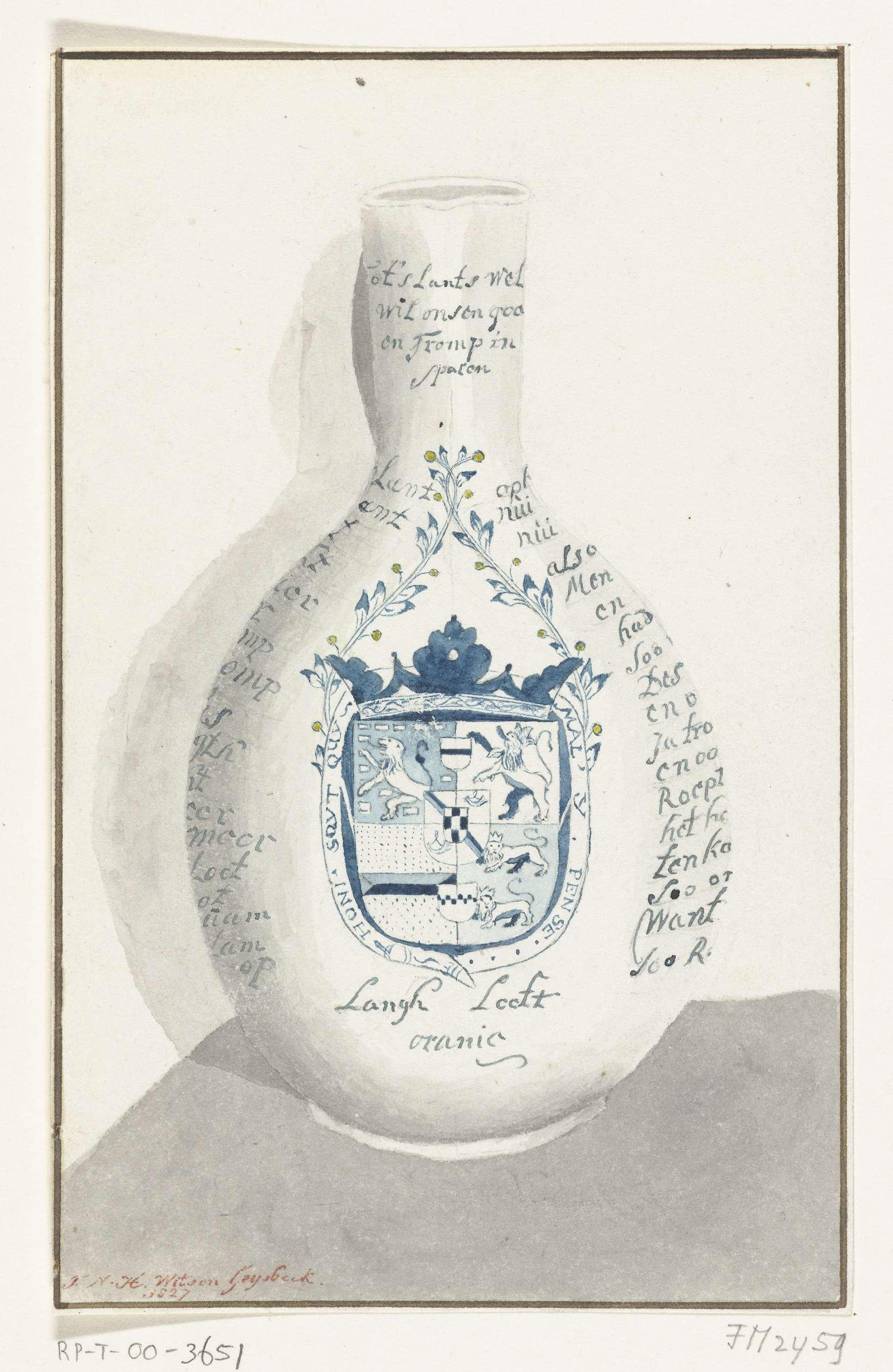 Schenkkan met een vers ter ere van Cornelis Tromp, 1673