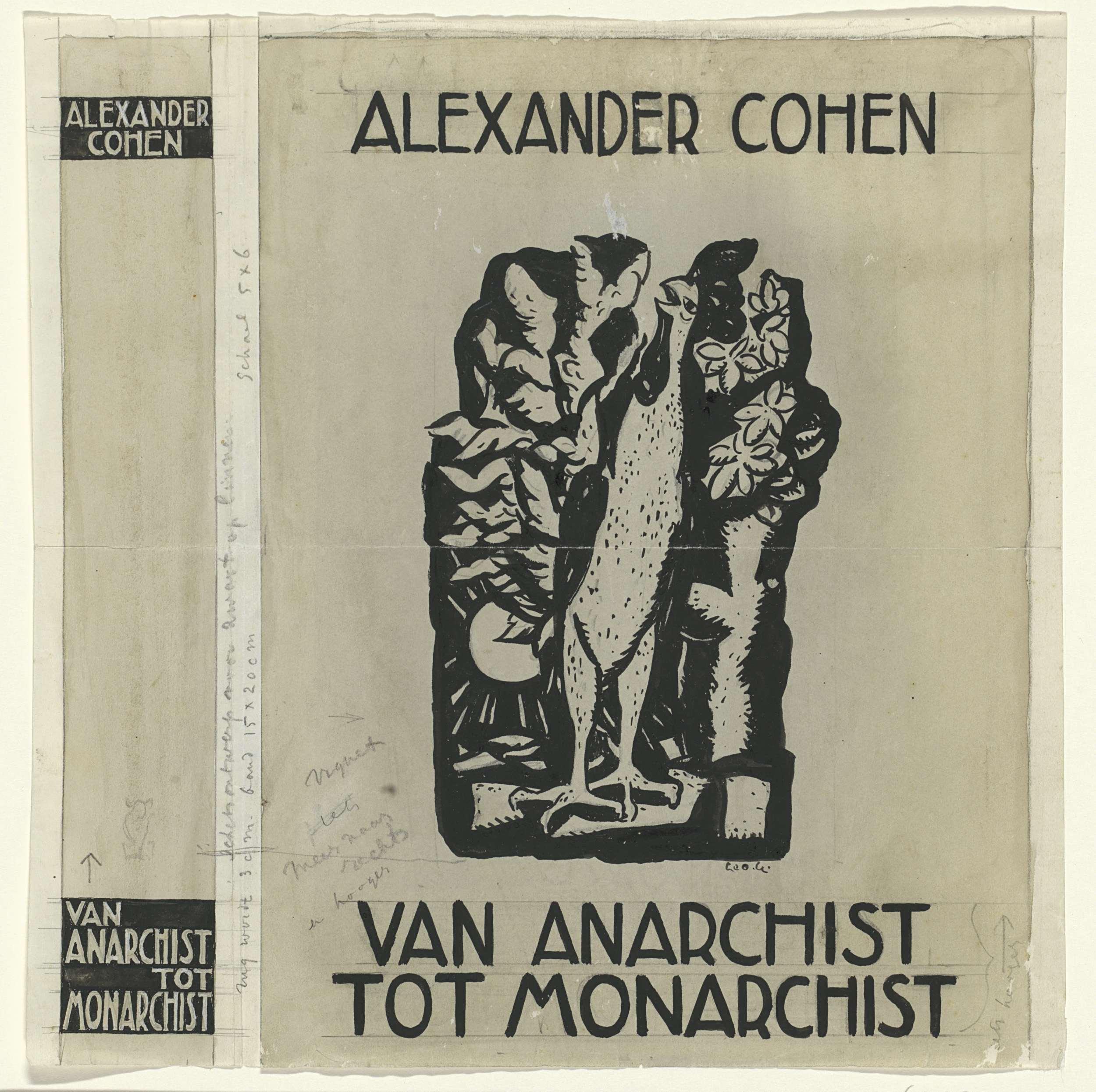 Ontwerp voor band en rug van: Alexander Cohen, Van anarchist tot monarchist, 1936