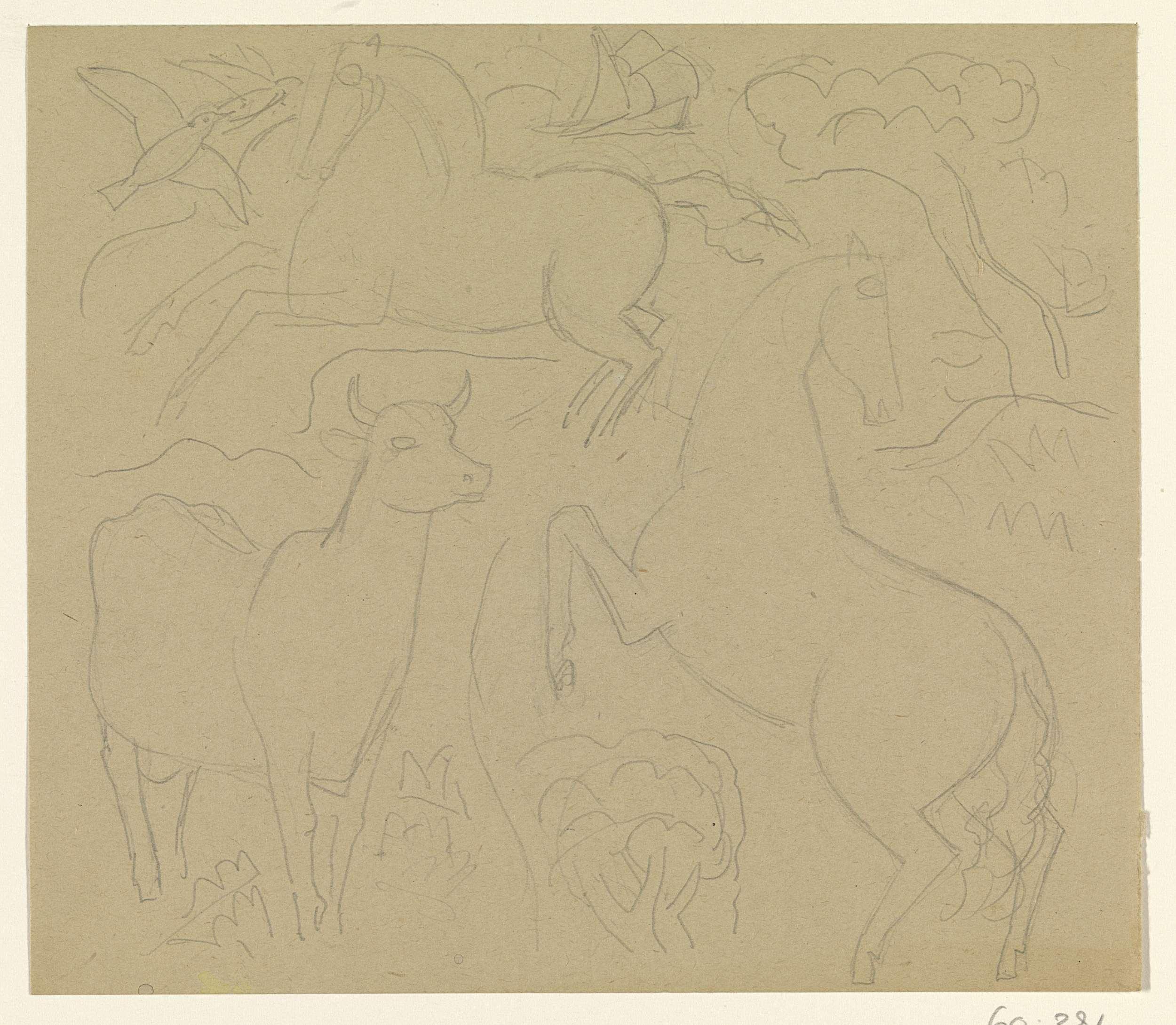Paarden en een koe