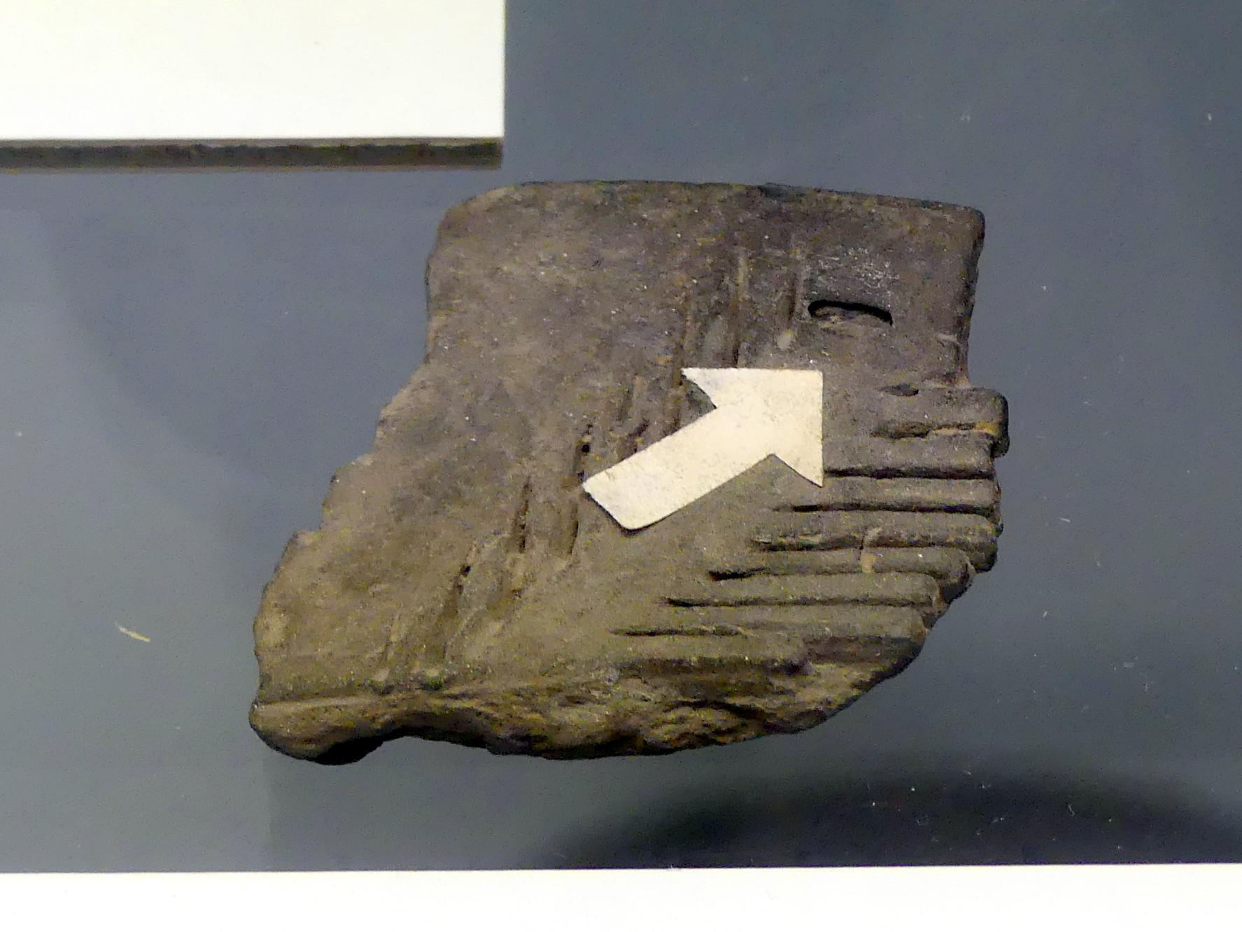 Randscherbe mit Abdruck eines Gerstenkorns, Mittelneolithikum, 5500 - 4400 v. Chr., Bild 1/2