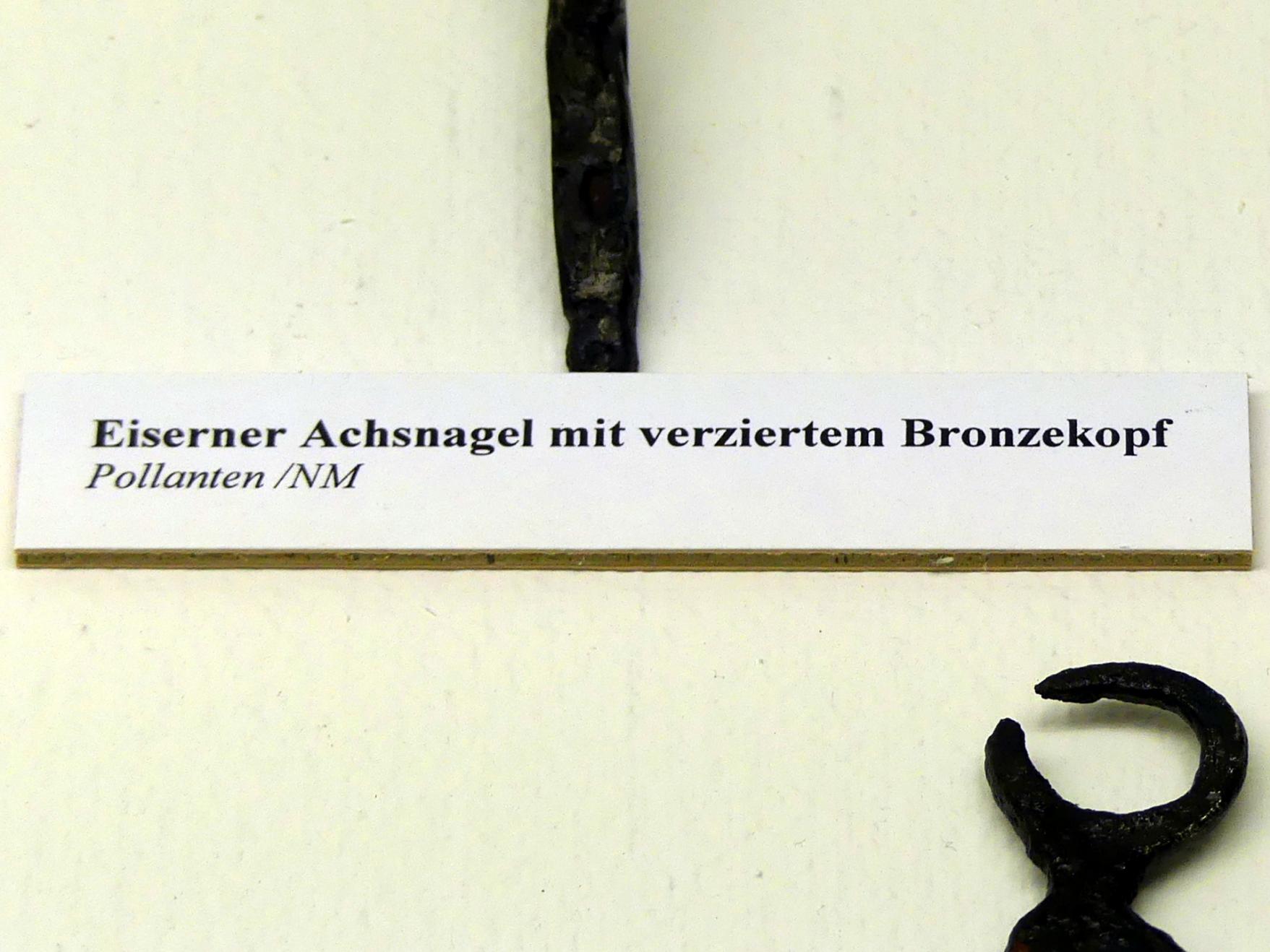 Eisener Achsnagel mit verziertem Bronzekopf, Spätlatènezeit D, 700 - 100 v. Chr., Bild 2/2