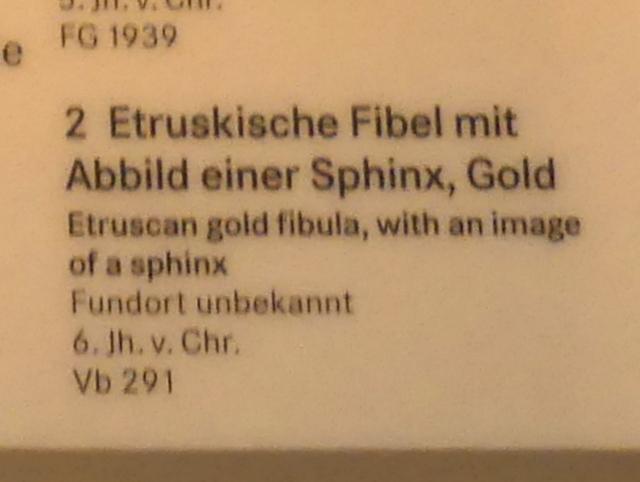 Etruskische Fibel mit Abbild einer Sphinx, Eisenzeit, 1200 - 1 v. Chr., 600 - 500 v. Chr., Bild 2/2