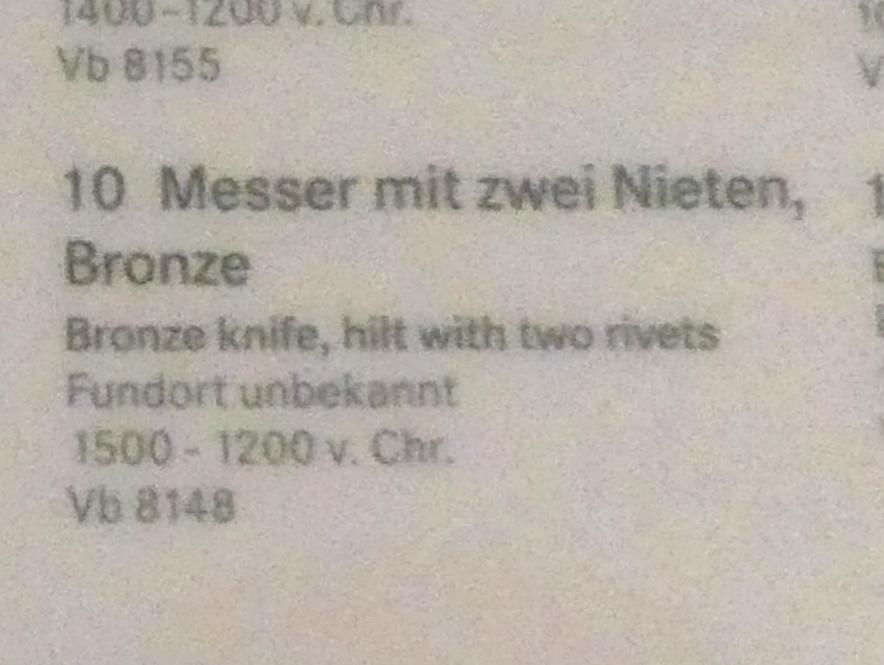 Messer mit zwei Nieten, Bronzezeit, 3365 - 700 v. Chr., 1500 - 1200 v. Chr., Bild 2/2