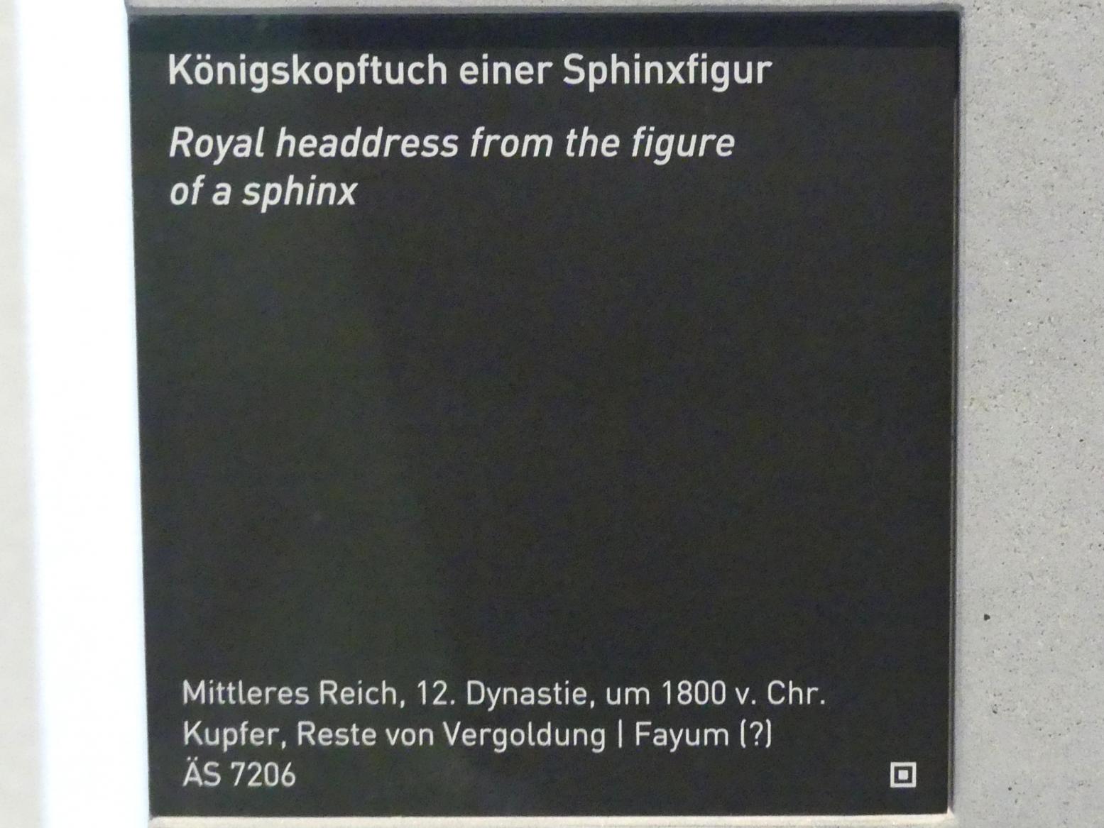 Königskopftuch einer Sphinxfigur, 12. Dynastie, 1678 - 1634 v. Chr., 1800 v. Chr., Bild 4/4