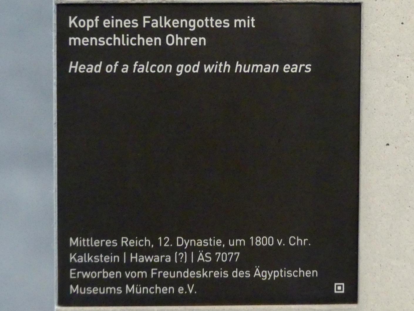 Kopf eines Falkengottes mit menschlichen Ohren, 12. Dynastie, 1678 - 1634 v. Chr., 1800 v. Chr., Bild 5/5