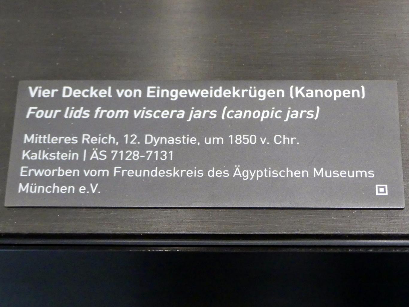 Vier Deckel von Eingeweidekrügen (Kanopen), 12. Dynastie, 1678 - 1634 v. Chr., 1850 v. Chr., Bild 5/5