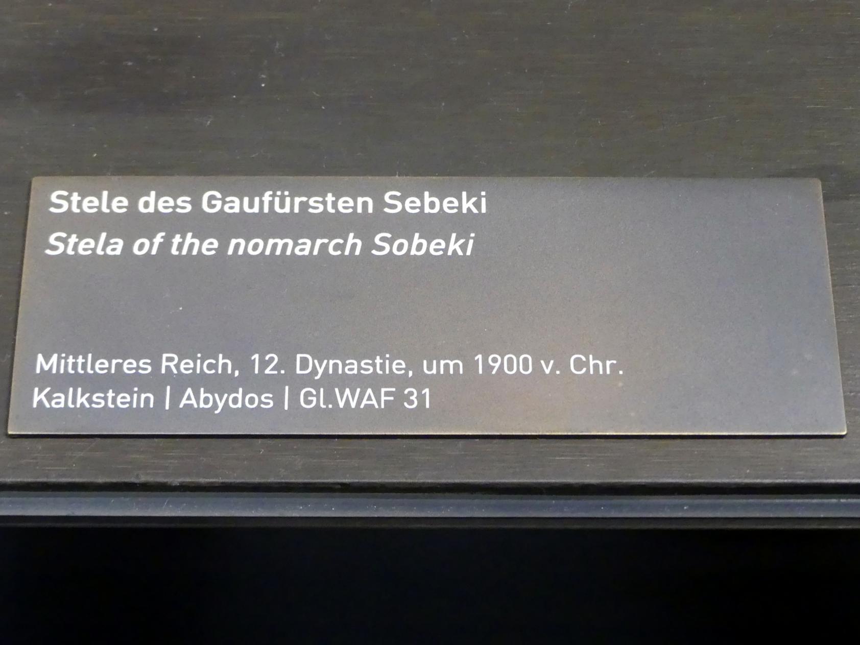 Stele des Gaufürsten Sebeki, 12. Dynastie, 1678 - 1634 v. Chr., 1900 v. Chr., Bild 2/2