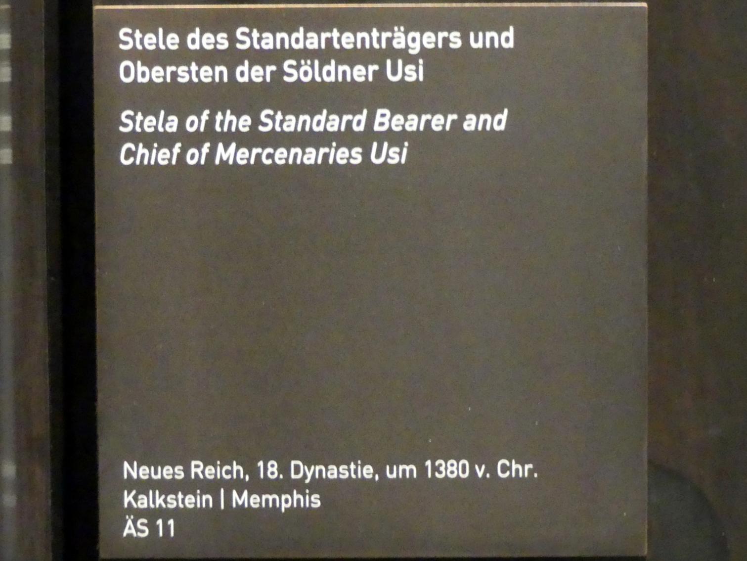 Stele des Standartenträgers und Obersten der Söldner Usi, 18. Dynastie, Undatiert, 1380 v. Chr., Bild 2/2