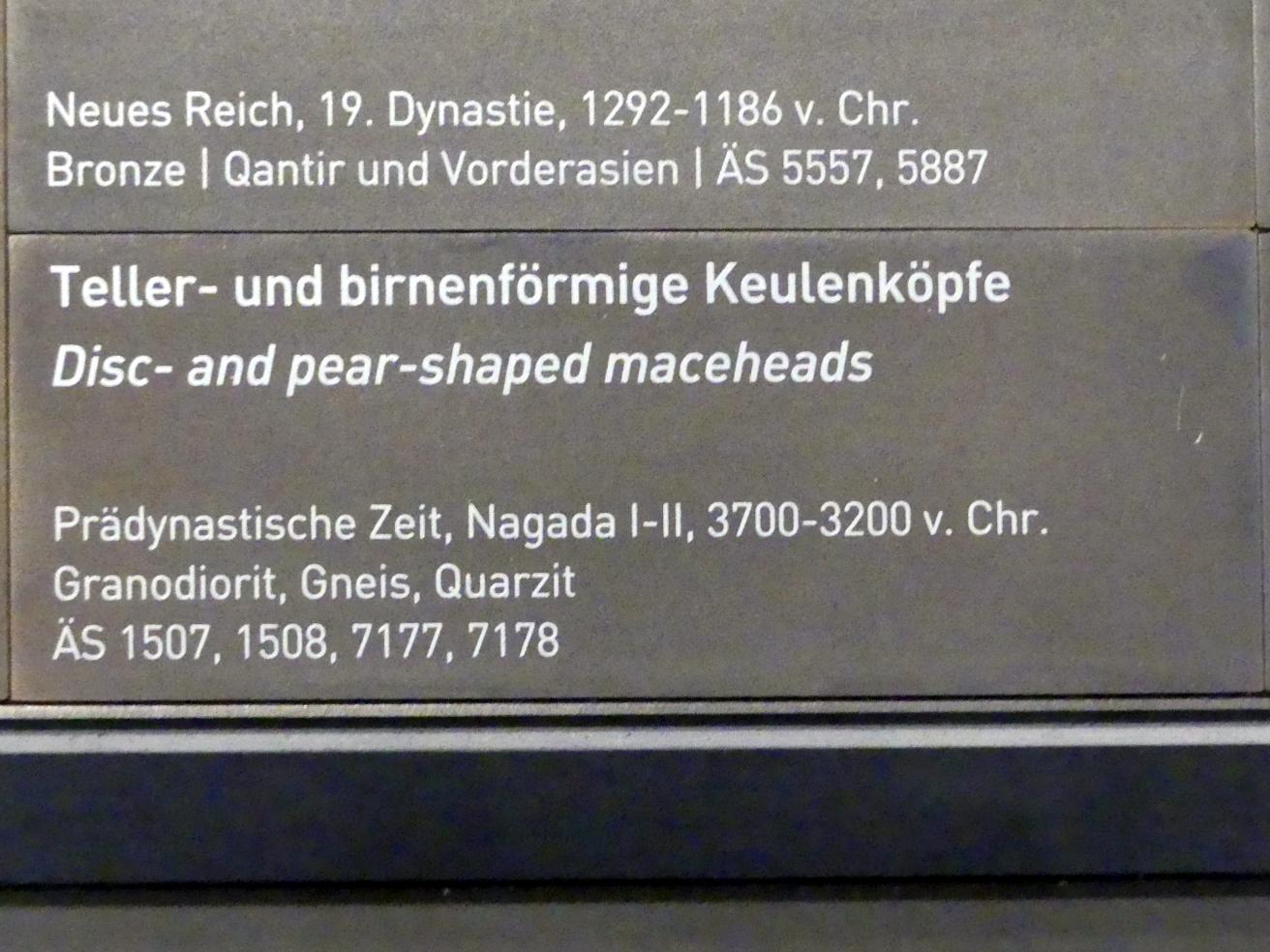 Teller- und birnenförmige Keulenköpfe, Prädynastische Zeit, 4000 - 3000 v. Chr., 3700 - 3200 v. Chr., Bild 2/2