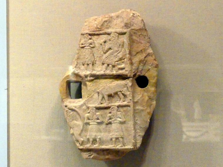 Reliefplakette mit einer Bankettszene, Frühdynastisch IIIa (Mesopotamien), 2900 - 2000 v. Chr., 2600 - 2500 v. Chr.