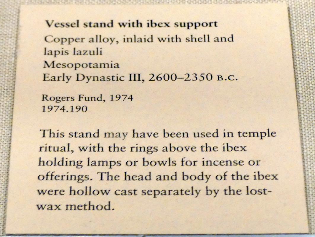 Gefäßständer mit Steinbockbasis, Frühdynastisch III (Mesopotamien), 2900 - 2000 v. Chr., 2600 - 2350 v. Chr., Bild 3/3