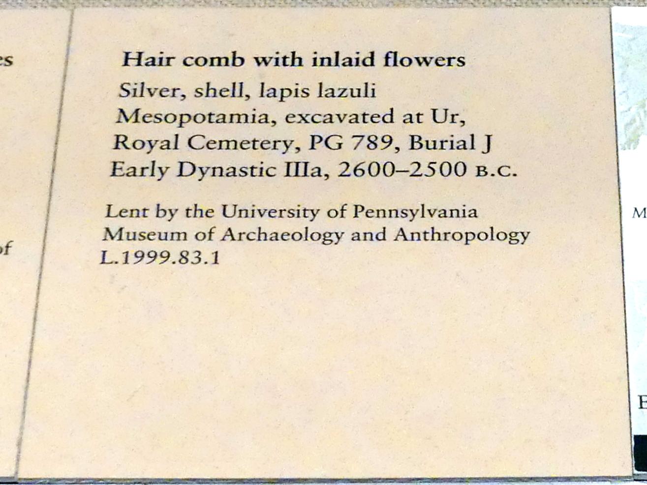Haarkamm mit Blüten, Frühdynastisch IIIa (Mesopotamien), 2900 - 2000 v. Chr., 2600 - 2500 v. Chr., Bild 2/2