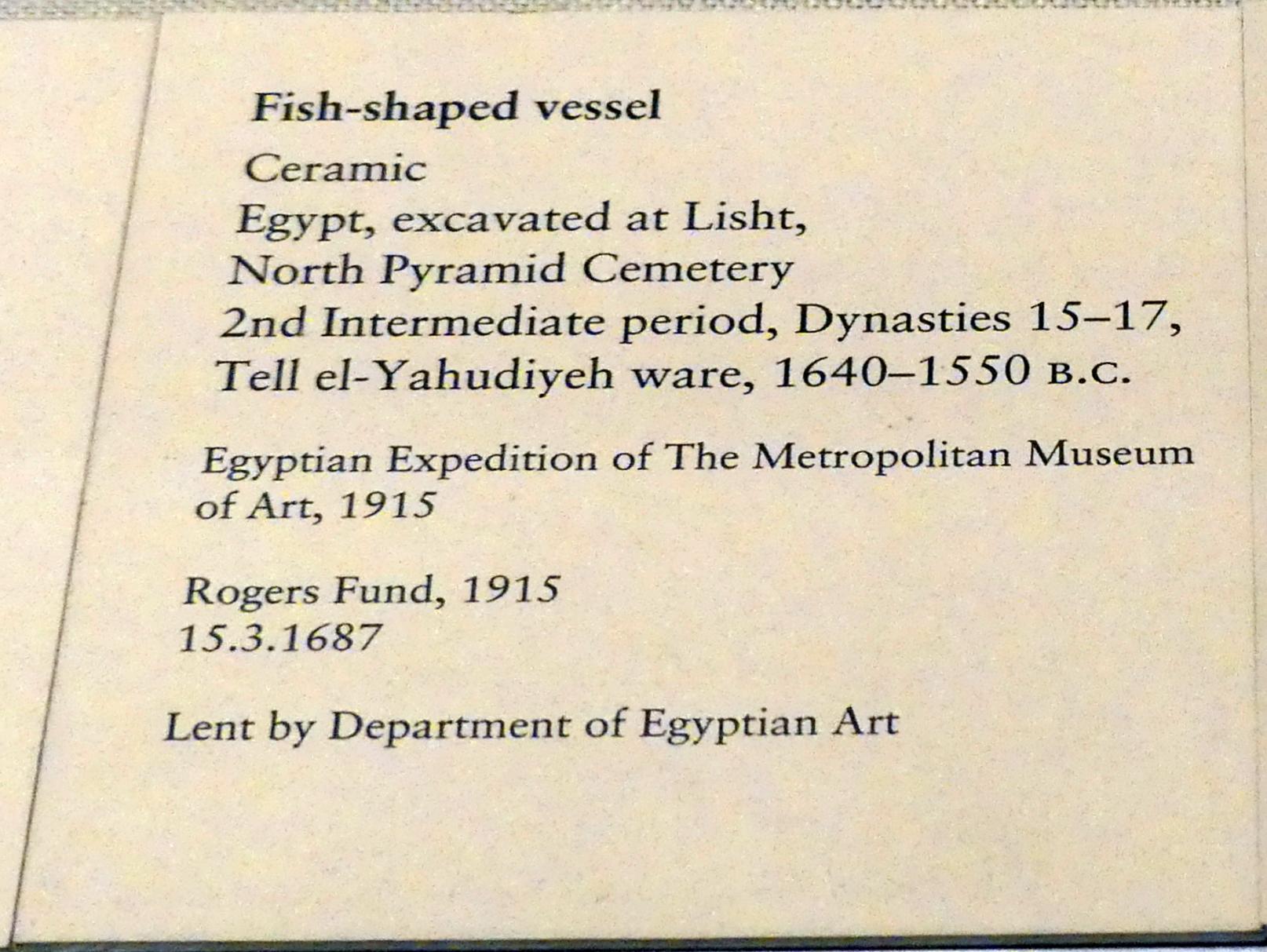 Gefäß in Form eines Fisches, 2. Zwischenzeit, Undatiert, 1640 - 1550 v. Chr., Bild 2/2