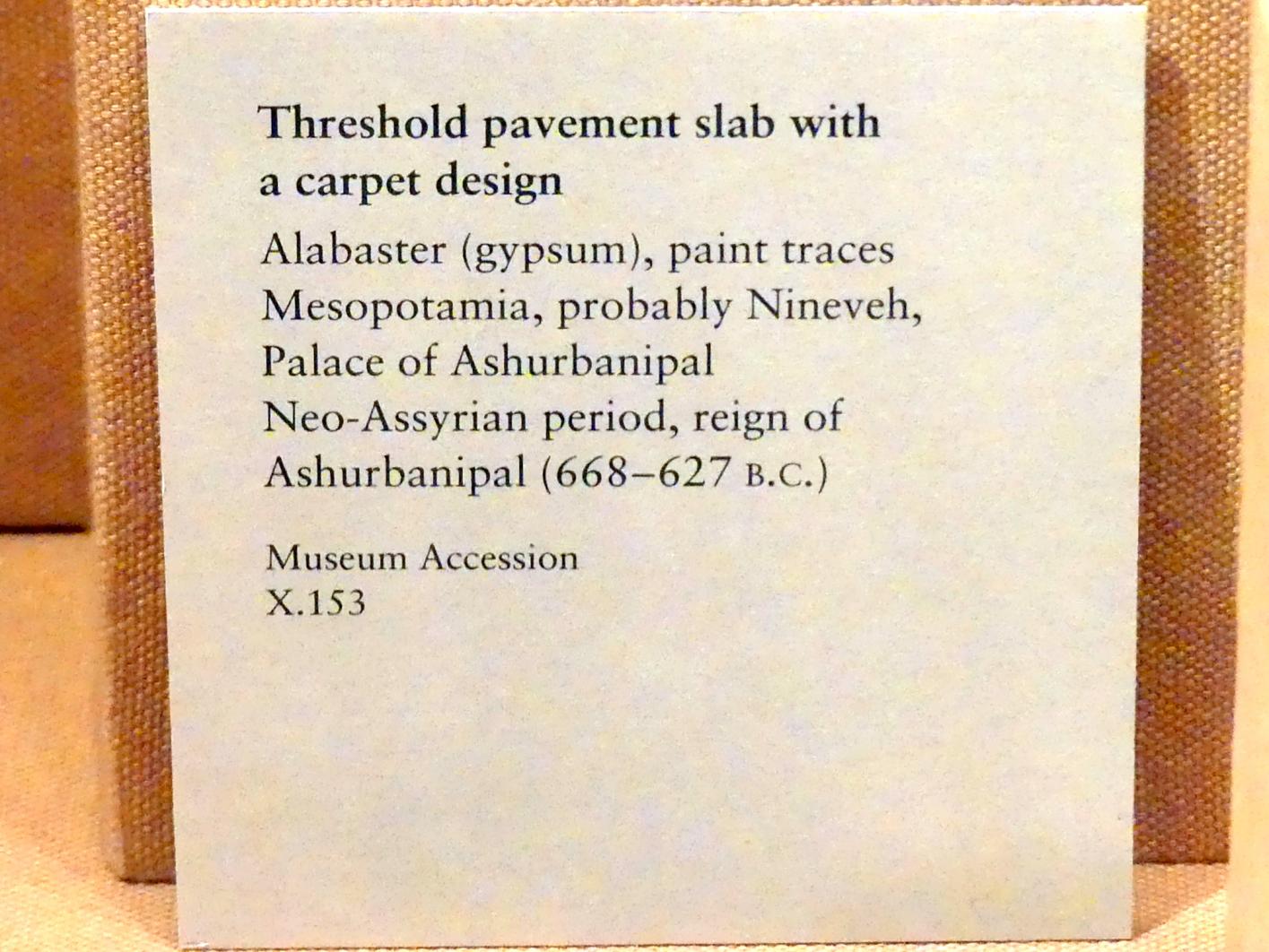 Pflasterstein mit Teppichmuster, Neuassyrisches Großreich, 1500 - 600 v. Chr., 668 - 627 v. Chr., Bild 2/2