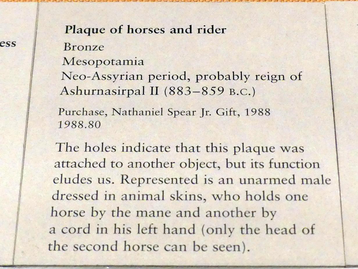 Plakette eines Pferdes mit Reiter, Neuassyrisches Großreich, 1500 - 600 v. Chr., 900 - 800 v. Chr., Bild 2/2