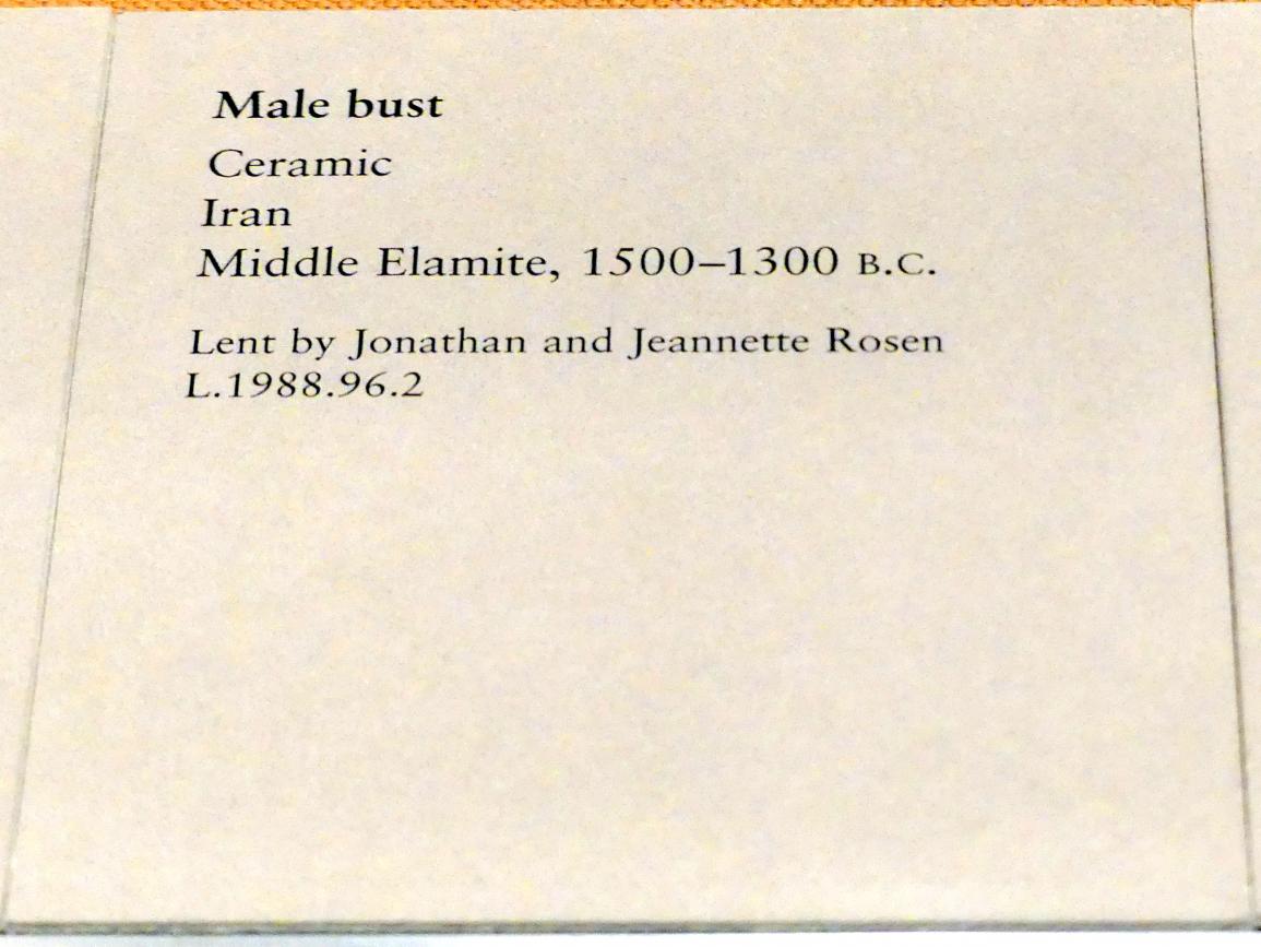 Männliche Büste, Mittelelamische Periode, 2300 - 1100 v. Chr., 1500 - 1300 v. Chr., Bild 2/2