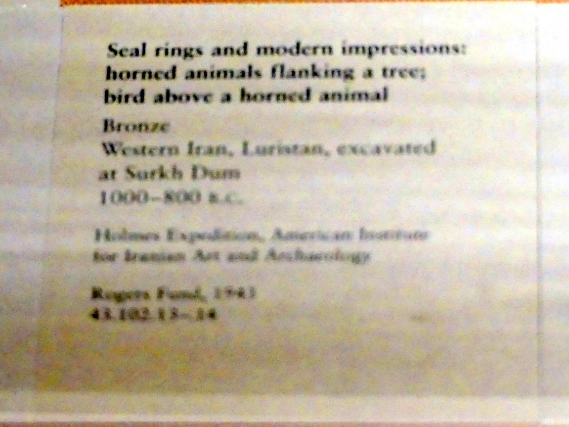 Siegelring und moderne Abrollung: gehörnte Tiere an einem Baum, Eisenzeit II, 1000 - 700 v. Chr., 1000 - 700 v. Chr., Bild 3/3
