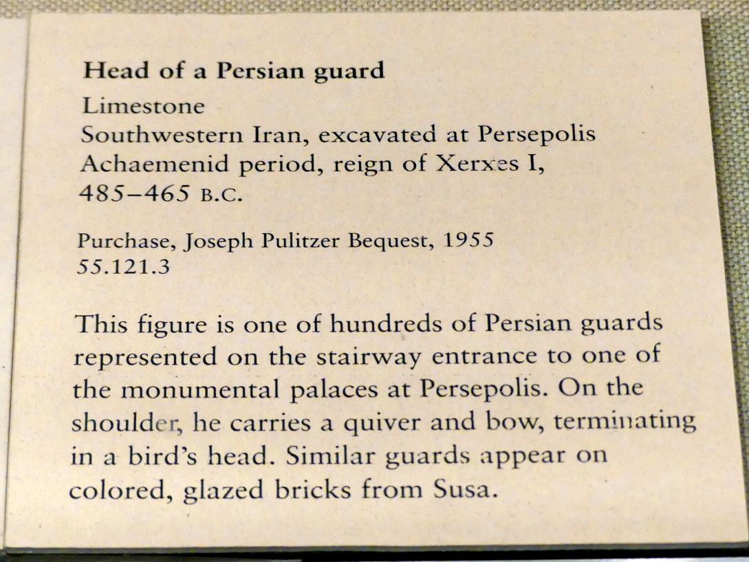 Kopf eines persischen Wächters, Altpersisches Reich, 600 - 300 v. Chr., 485 - 465 v. Chr., Bild 2/2